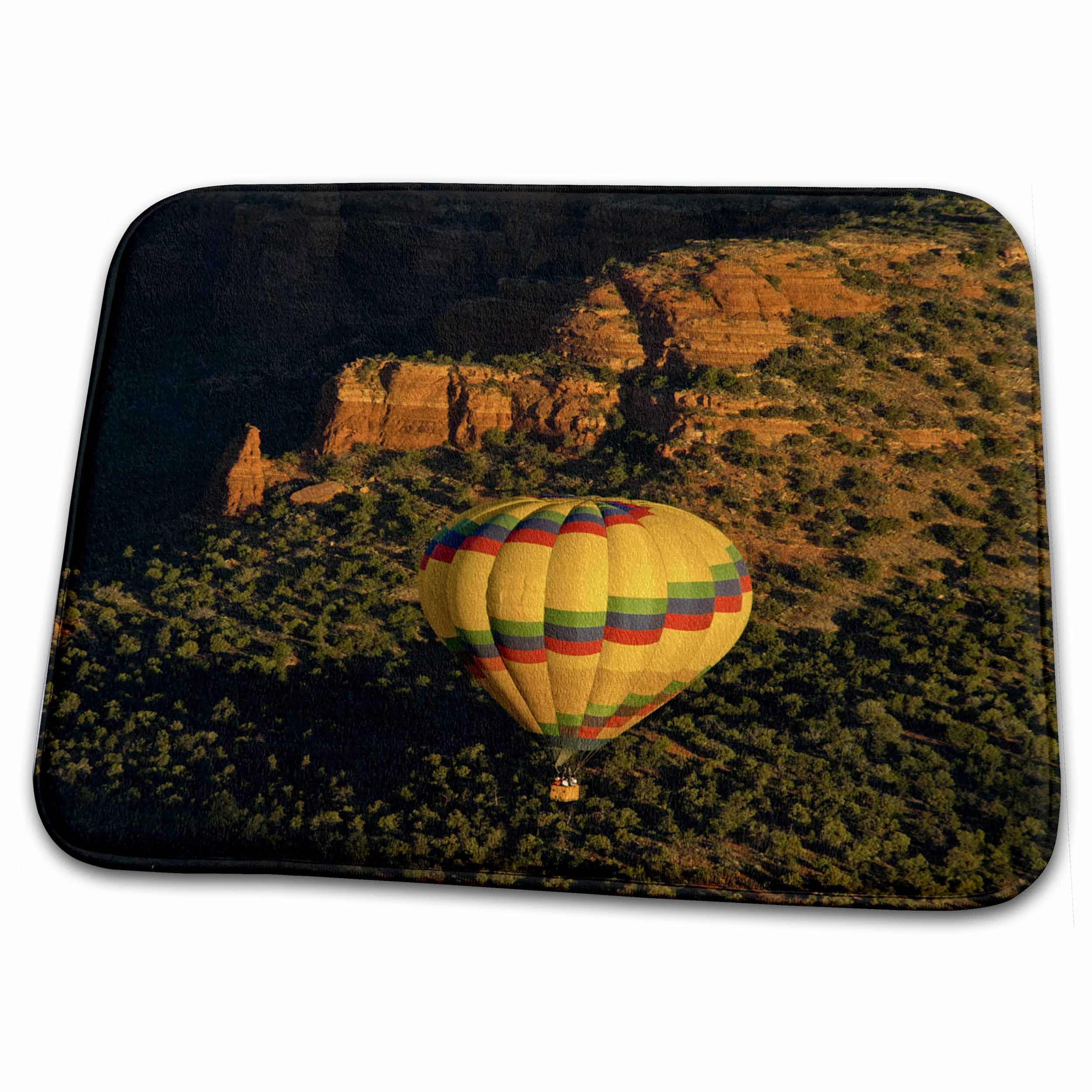 Aerial Hot Air Balloon Dish Drying Mat - Sedona Red Rock Arizona Landscape Design - Non-Slip Kitchen Countertop Drying Rack for Plates, Cups & Utensils - Perfect for Home, RV & Camping Use