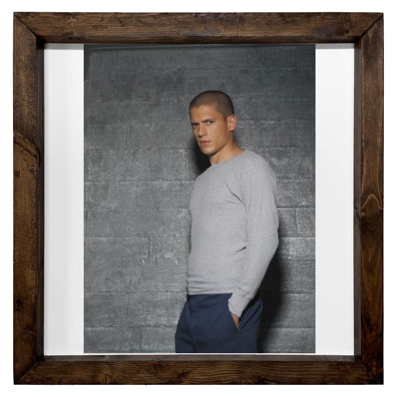 FC Carino Wentworth Miller Wood Frame Print 12x12 - White Background Wall Art for Home & Office Decor | Perfect for Living Room, Bedroom, or Gift