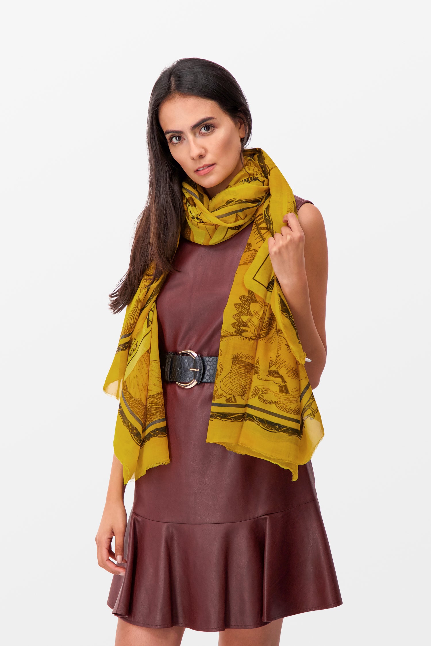Faliero Sarti Yellow Fortuna Silk Scarf - Luxury Italian Fashion Accessory for Women | Perfect for Gifts, Parties & Special Occasions