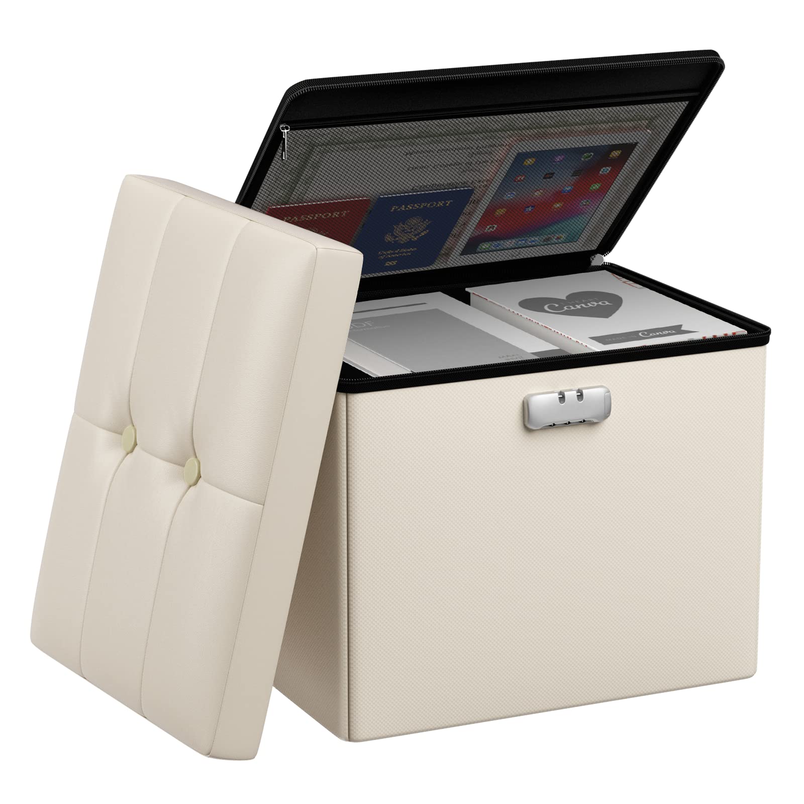 Tamfile Vanity Folding Ottoman with Lock - 17