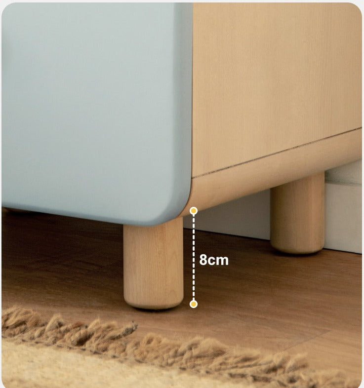 Solid Wood Nightstand with Built-in Night Light - Birch & Beech Wood Bedside Table for Bedroom, Living Room, or Nursery - Modern & Functional Furniture for Small Spaces