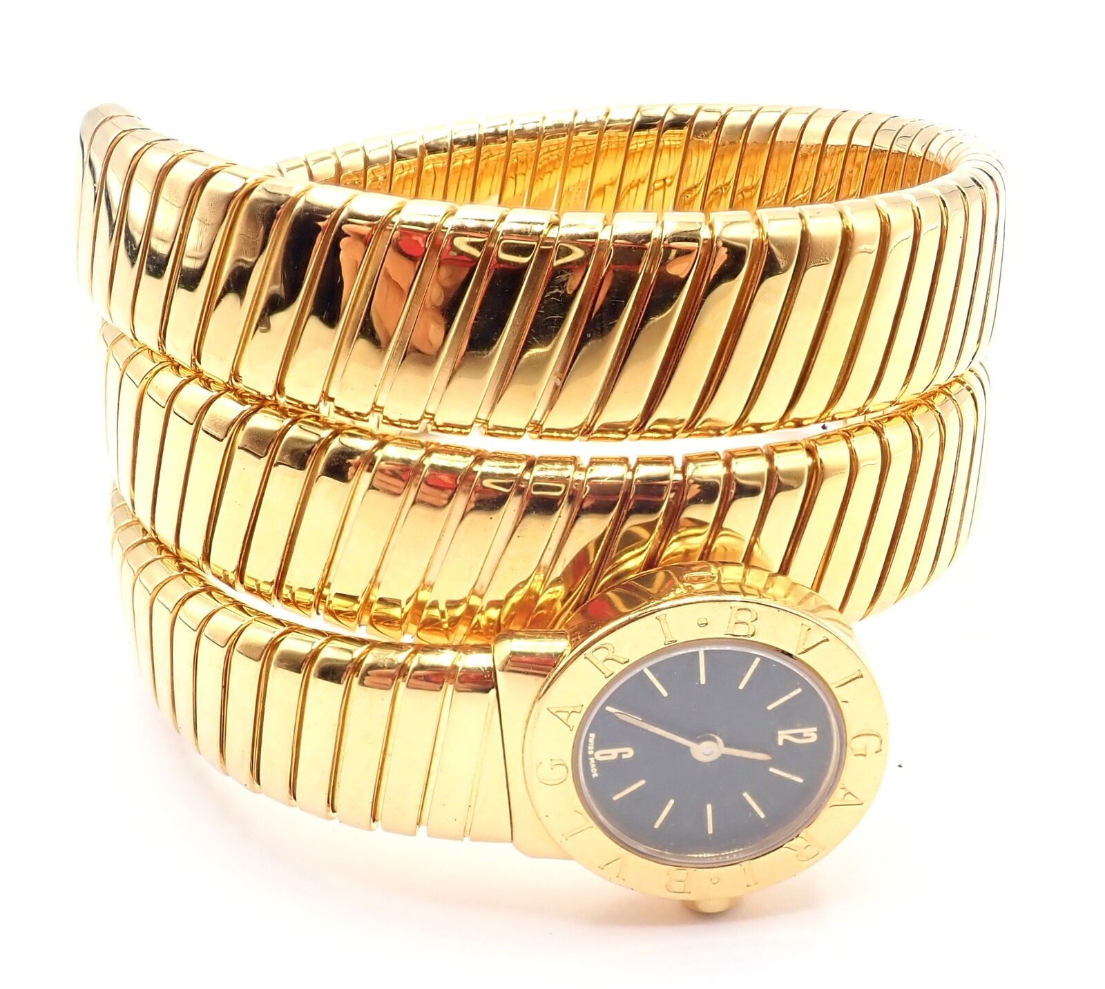 Authentic Bulgari 18k Yellow Gold Tubogas Serpent Bracelet Watch - Luxury Italian Jewelry for Women, Perfect for Gifts & Special Occasions