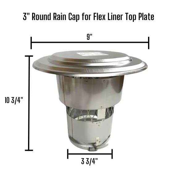 3 Inch Round Stainless Steel Chimney Rain Cap - RockFlex for Weather Protection & Durability | Perfect for Roof Ventilation & Outdoor Use