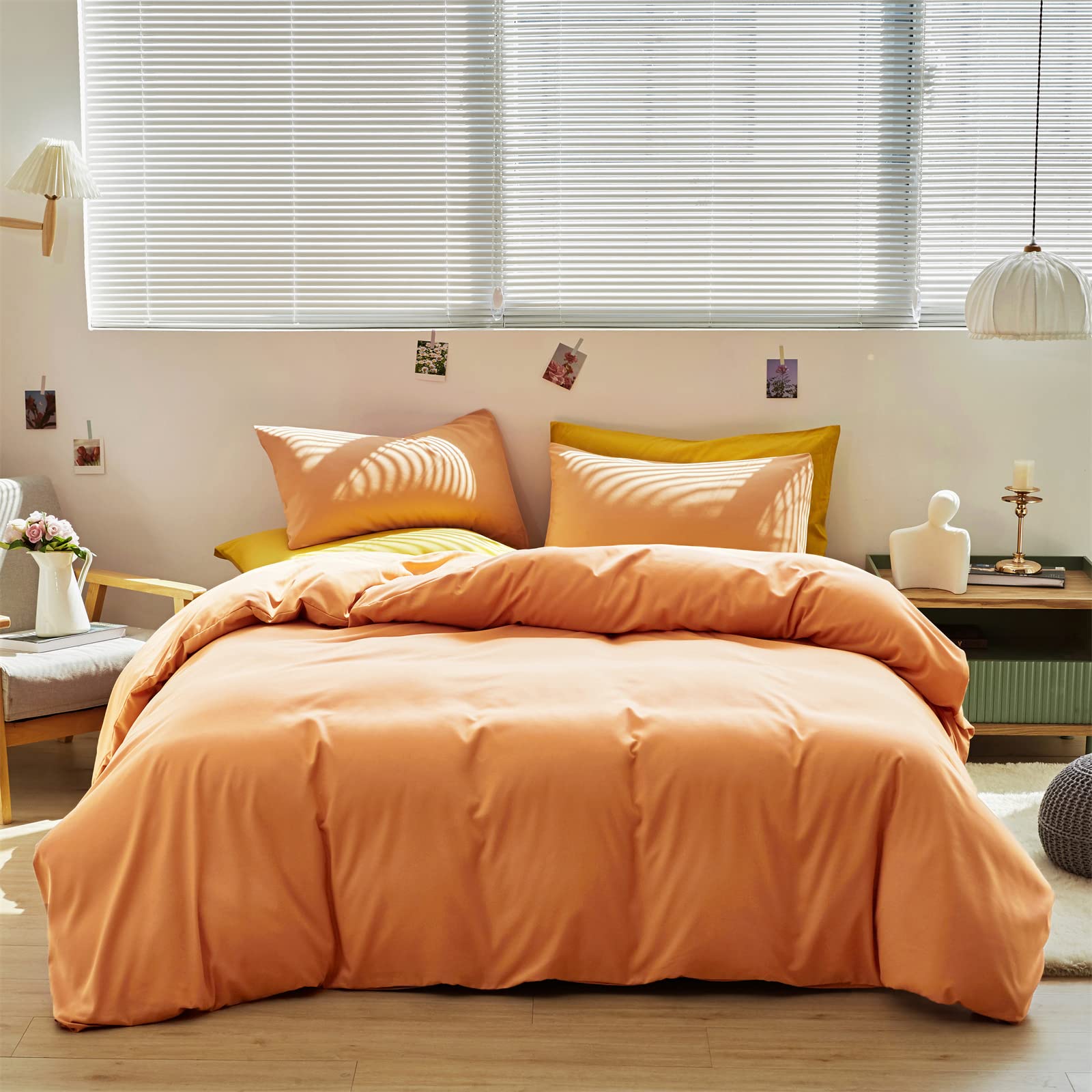 California King Peach Pink Comforter Set - Soft Breathable Cotton Bedding for Women & Men | Modern Solid Quilt for Cozy Bedroom Decor