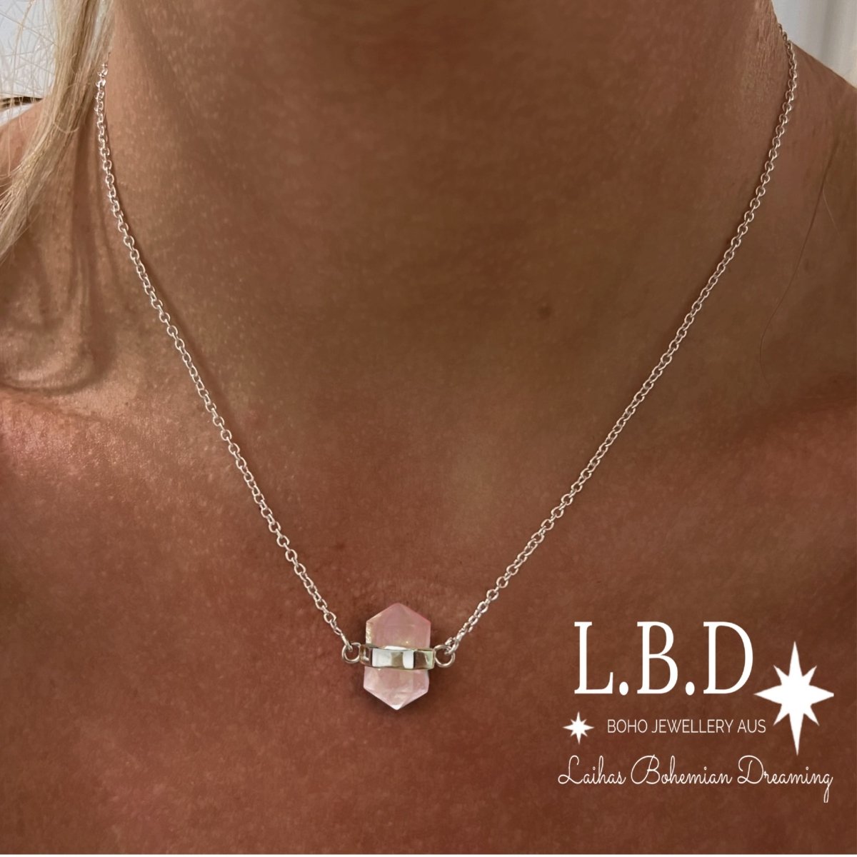 Laihas Crystal Kindness Rose Quartz Necklace - Healing Gemstone Jewelry for Women, Elegant Pendant Gift for Valentine's Day, Birthday & Self-Care | Perfect for Meditation, Energy Balancing & Everyday Wear
