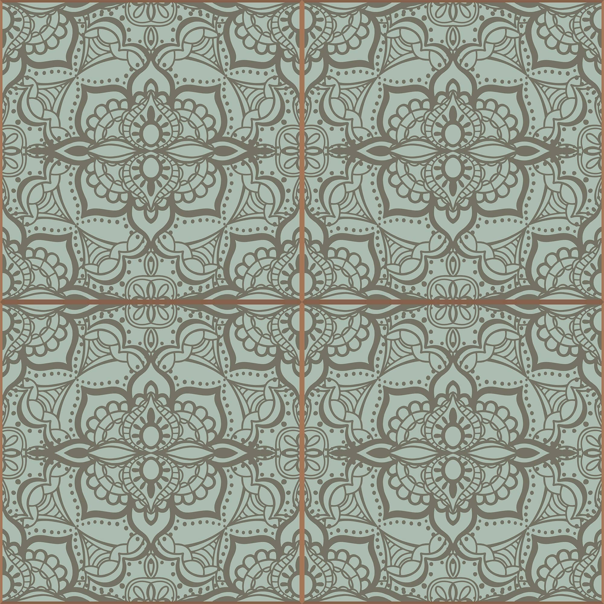 Green and Grey Damask Tile Adhesive Peel and Stick Removable Wallpaper - Self-Adhesive Wallpaper for Kitchen Backsplash, Bathroom, and Home Decor