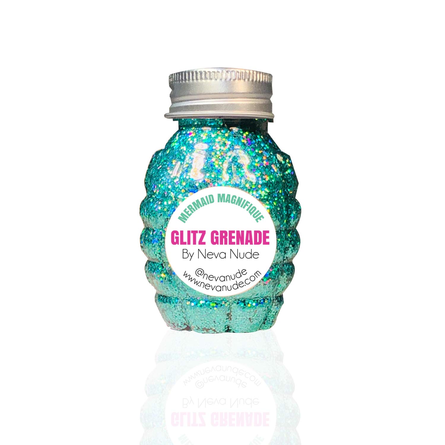 Neva Nude Face and Body Glitter Keychain - Chunky Cosmetic Grade Glitter with Aloe for Festivals, Raves, Concerts & Parties | Super Sparkly Holographic Mermaid Magnifique Turquoise Glitz | Perfect for Makeup, Body Art, Nails & DIY Crafts