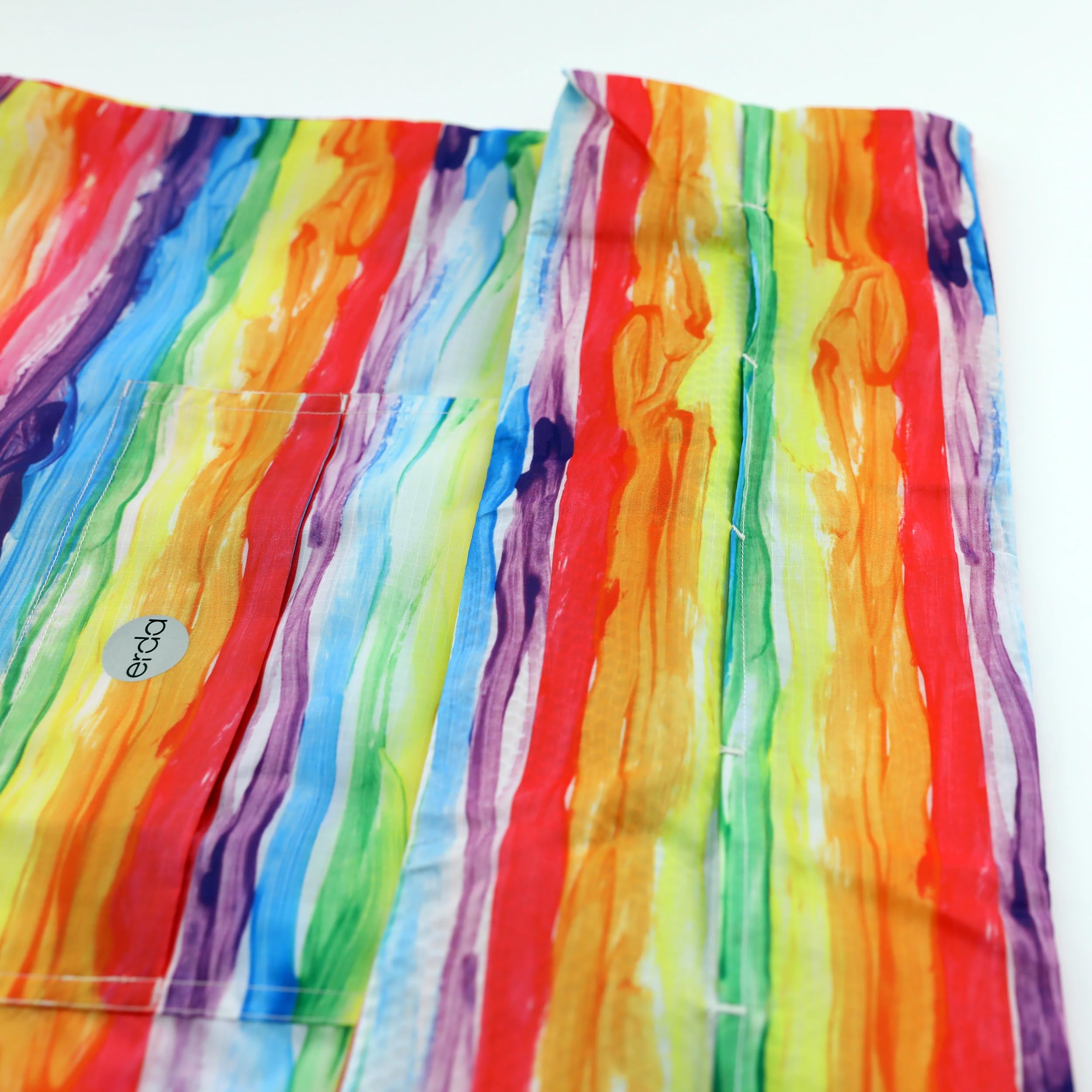 Eco-Friendly Sand-Free Beach Bag Made from Recycled Plastic Bottles - Watercolor Rainbow Print for Travel, Swimming, and Outdoor Adventures