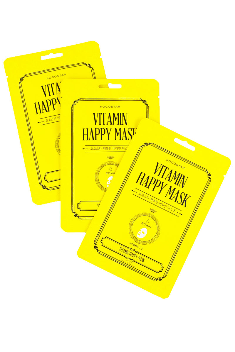 Kocostar Vitamin Happy Sheet Mask - Hydrating & Brightening Facial Mask for Glowing Skin | Perfect for Spa Night, Self-Care Routine & Travel Skincare