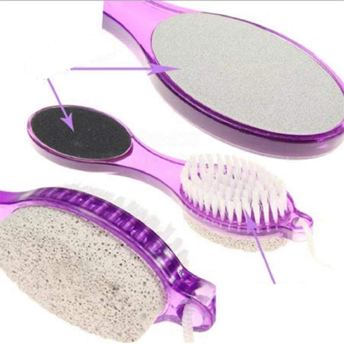 CHESHTA 4-in-1 Foot Care Brush with Pumice Stone - Dead Skin Remover, Callus Scrubber & Foot Polisher Tool - Multicolor Plastic Pedicure Kit for Soft Smooth Feet - Perfect for Home Spa & Pedicure Care