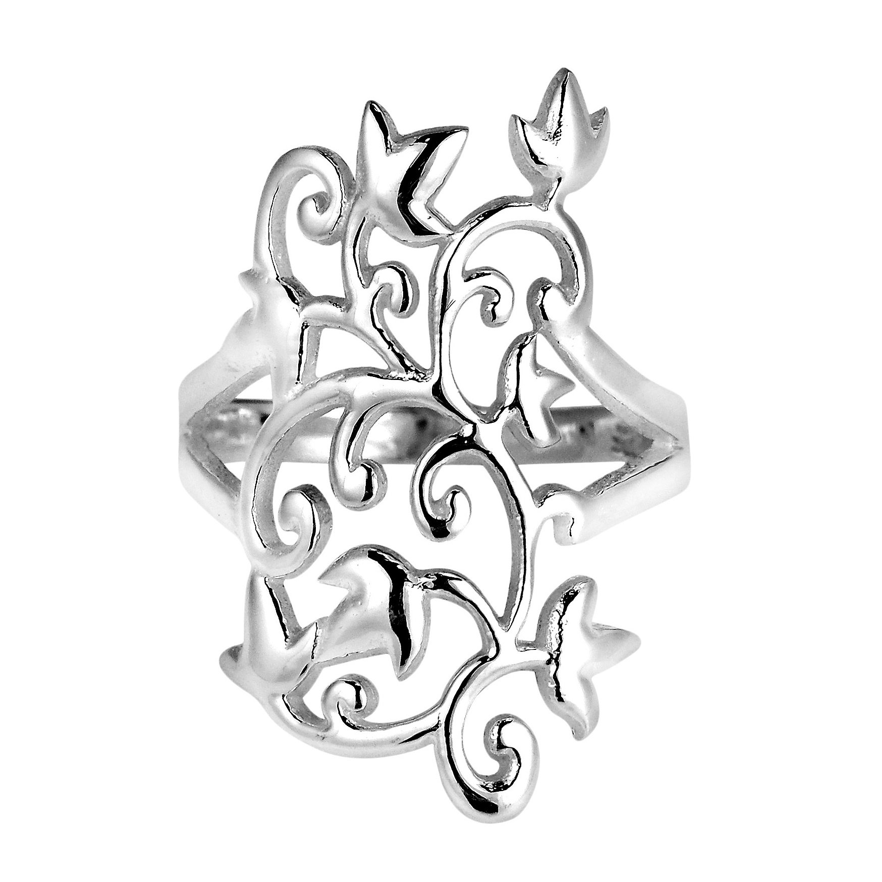 AeraVida Mystical Filigree Vines Leaf .925 Sterling Silver Ring for Women | Elegant Boho Wedding Band | Comfort Fit Size 6-10 | Perfect for Bridal Jewelry, Anniversary Gifts & Everyday Boho Fashion Accessories