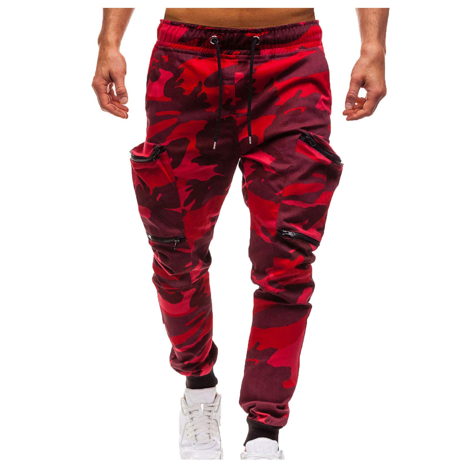 Men's Camouflage Joggers with Zipper Pockets - Workout Sweatpants for Gym & Running | Comfortable Drawstring Waist Pants for Outdoor Activities & Casual Wear