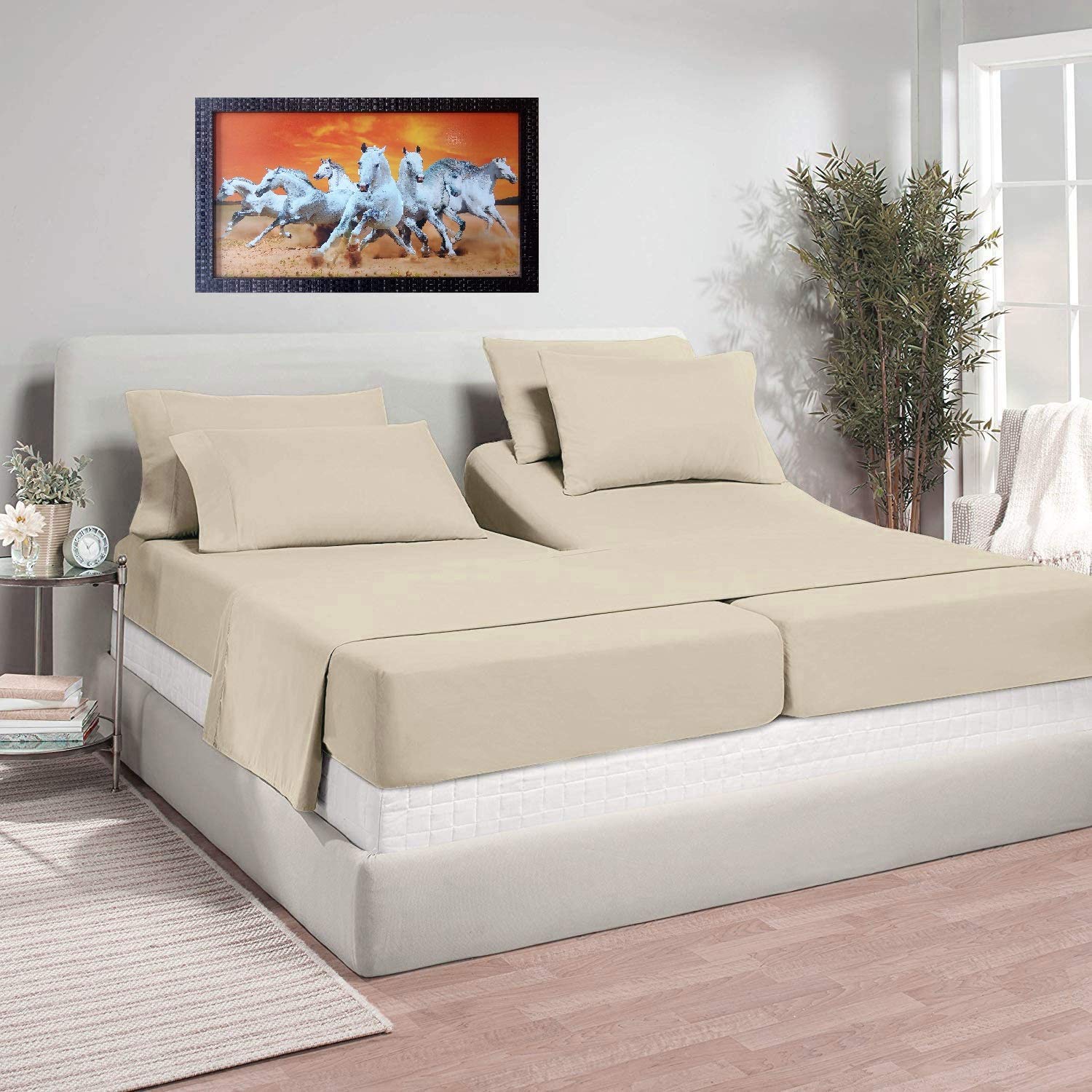 5-Piece Split Queen Sheet Set for Adjustable Beds | 100% Cotton Deep Pocket (12-15