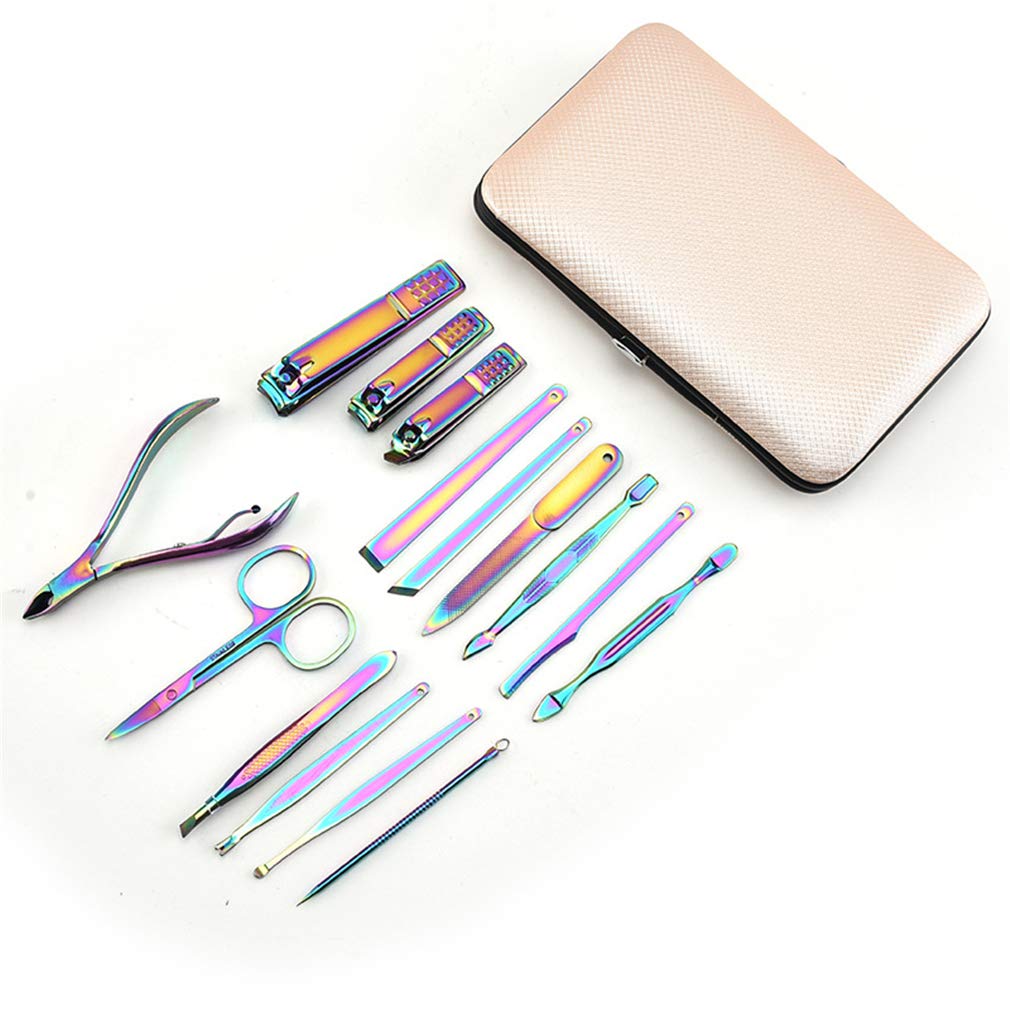 15 PCS Professional Manicure & Pedicure Set - Stainless Steel Nail Clippers Kit with Travel Case | Grooming Tools for Home, Salon & Travel Use