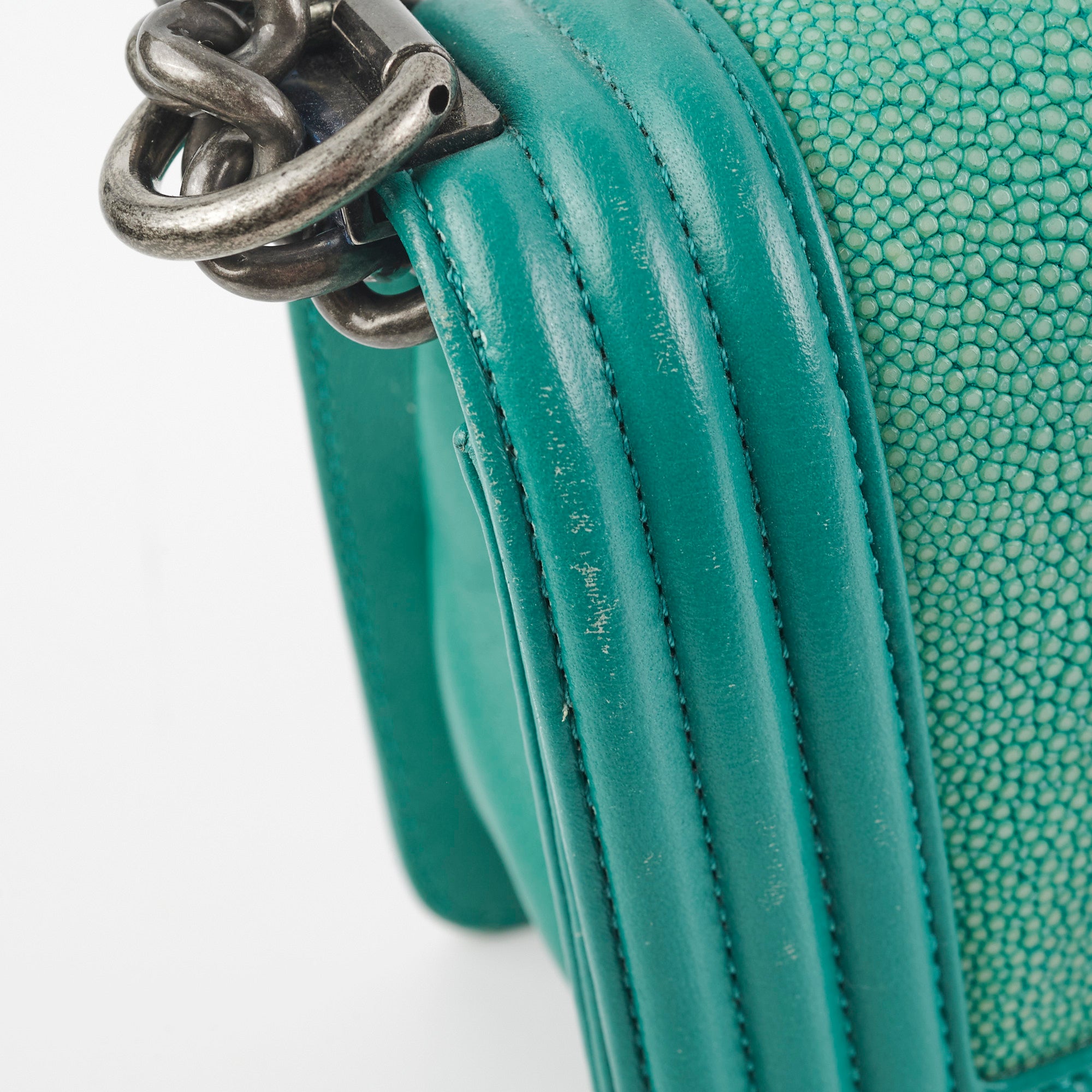 Chanel Small Turquoise Stingray Boy Bag - Luxury Crossbody Handbag for Women | Perfect for Evening Parties, Date Nights & Special Occasions