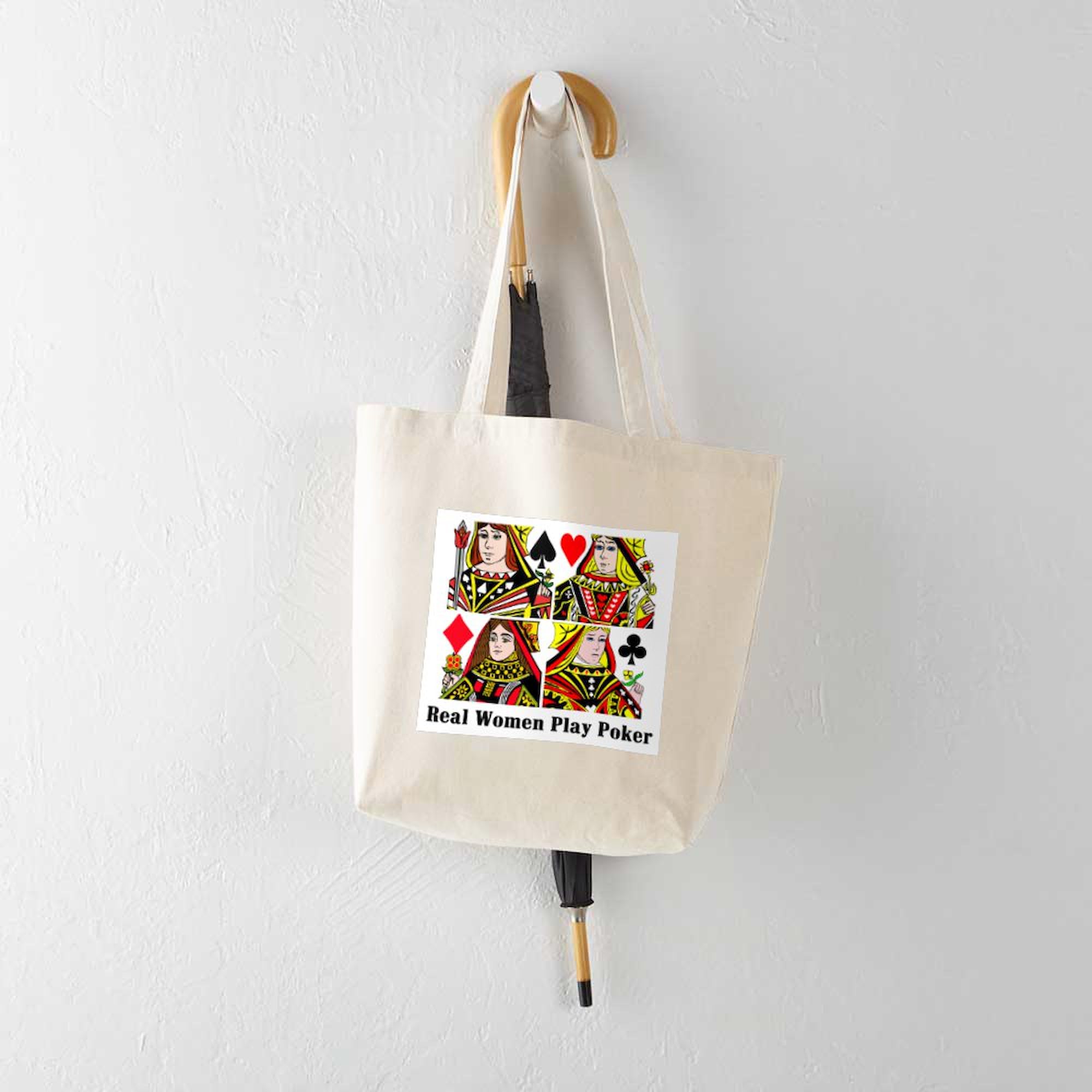 Real Women Play Poker Tote Bag - Natural Canvas Reusable Shopping Bag for Women | Perfect for Groceries, Beach Trips & Poker Nights