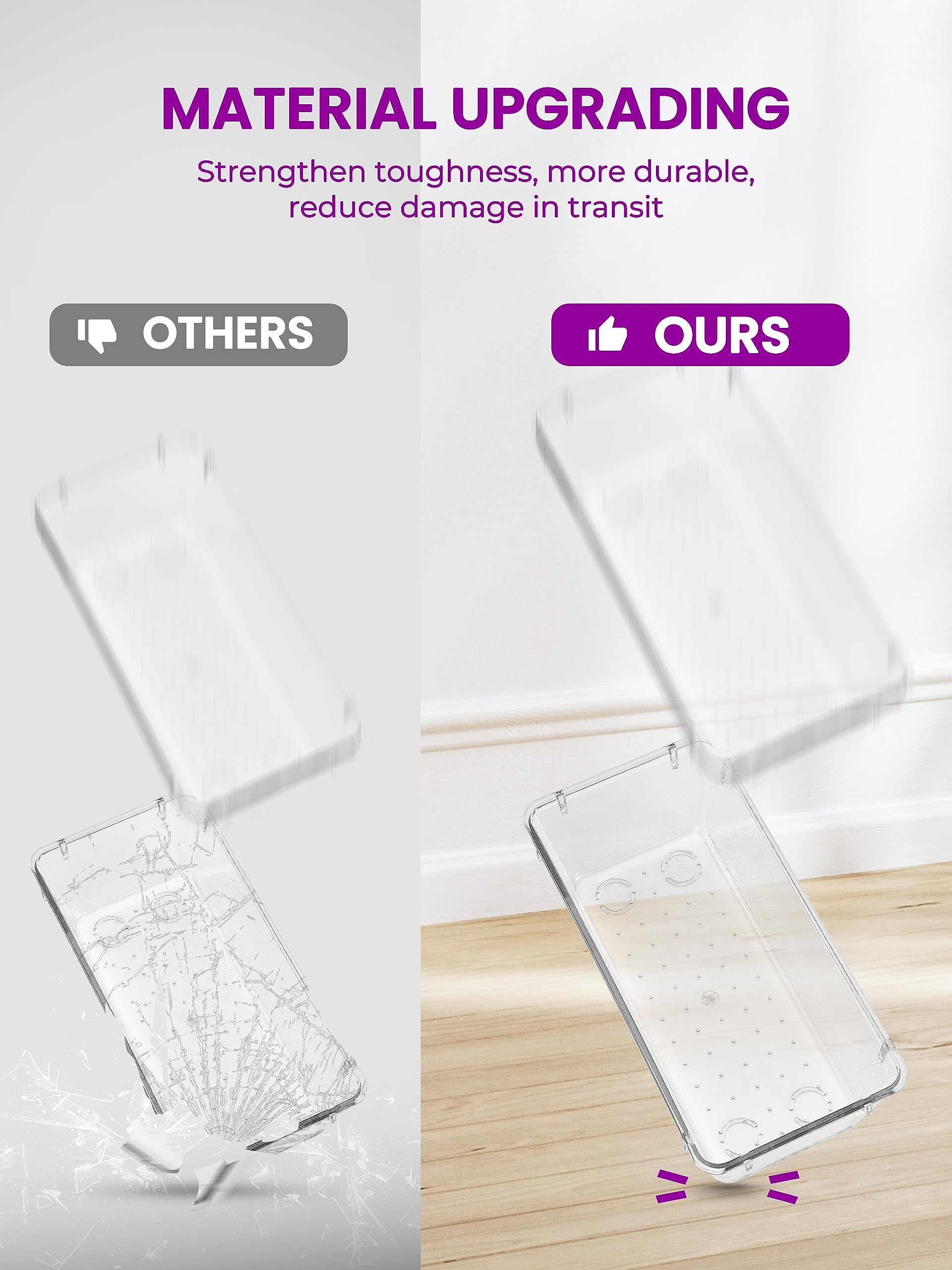 Smartor 9-Piece Clear Plastic Drawer Organizer Set - Non-Slip Storage Bins for Makeup, Office, Kitchen & Bathroom | Space-Saving Desk Drawer Trays for Home & Office Organization (Perfect for Cosmetics, Utensils & Stationery Storage)