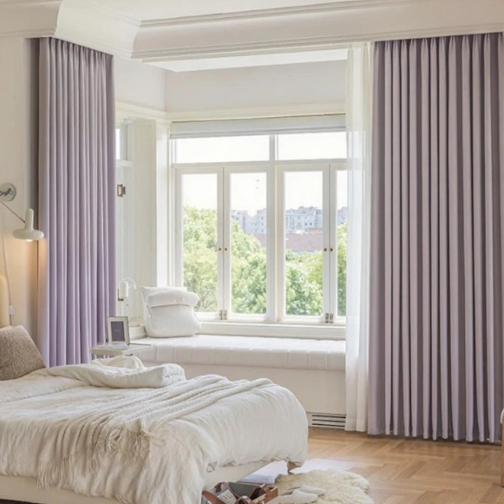 Briana Purple Velvet Jacquard Blackout Soundproof Curtains - Thermal Insulated Drapes for Bedroom, Living Room & Home Theater (Custom Size Available)