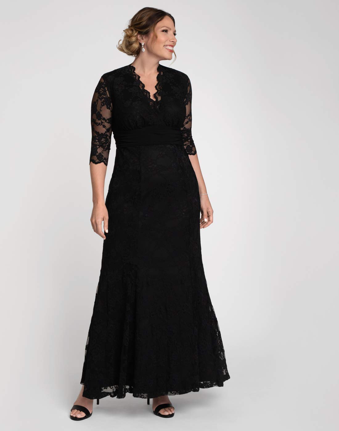 Kiyonna Women's Plus Size Lace Evening Gown - Elegant Formal Dress for Prom, Wedding & Special Occasions