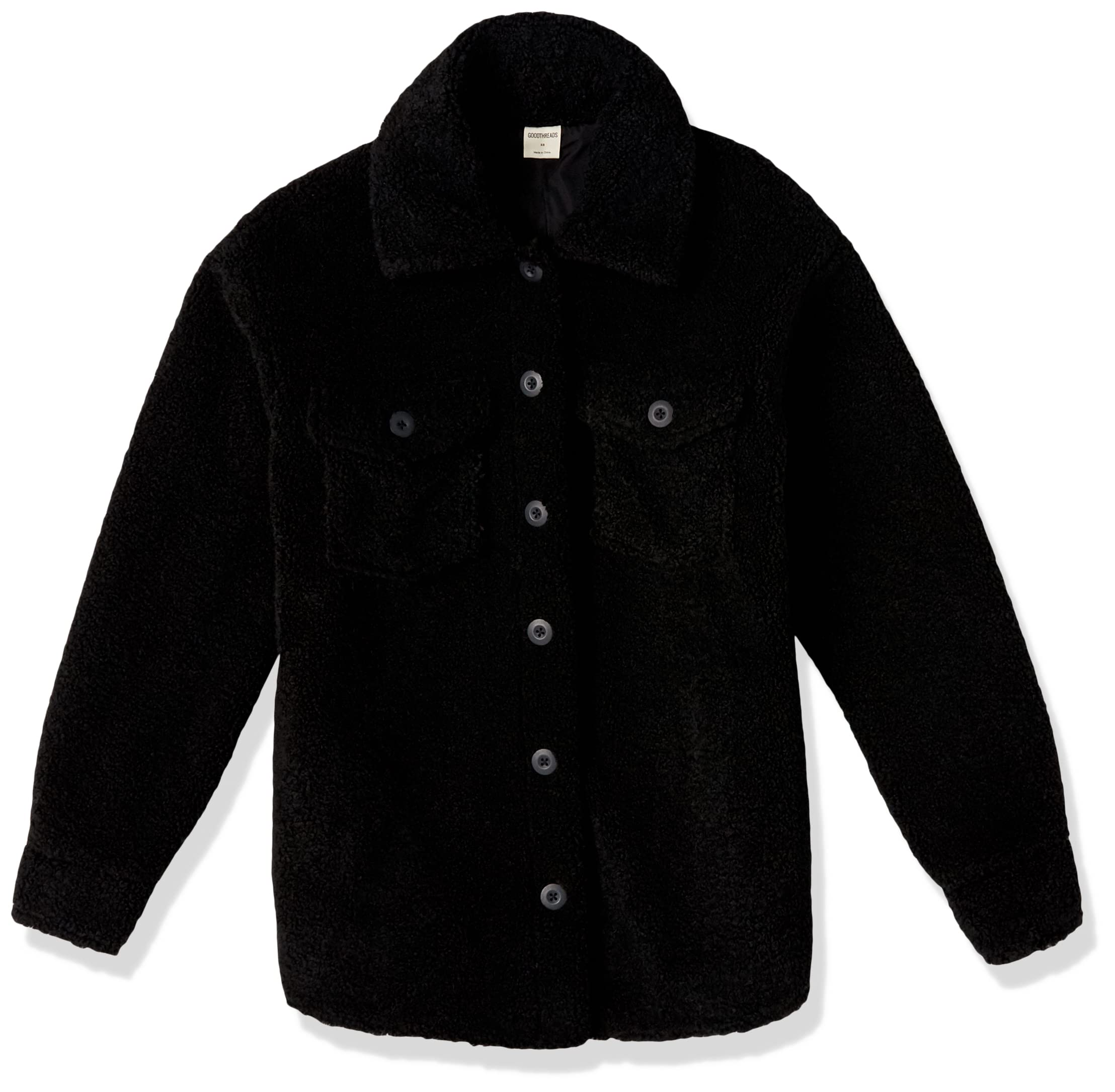 Amazon Essentials Women's Oversized Teddy Sherpa Shirt Jacket - Cozy Fleece Lined Button Up Top for Winter (Previously Goodthreads) | Perfect for Casual Outings, Lounging at Home & Cold Weather Layering