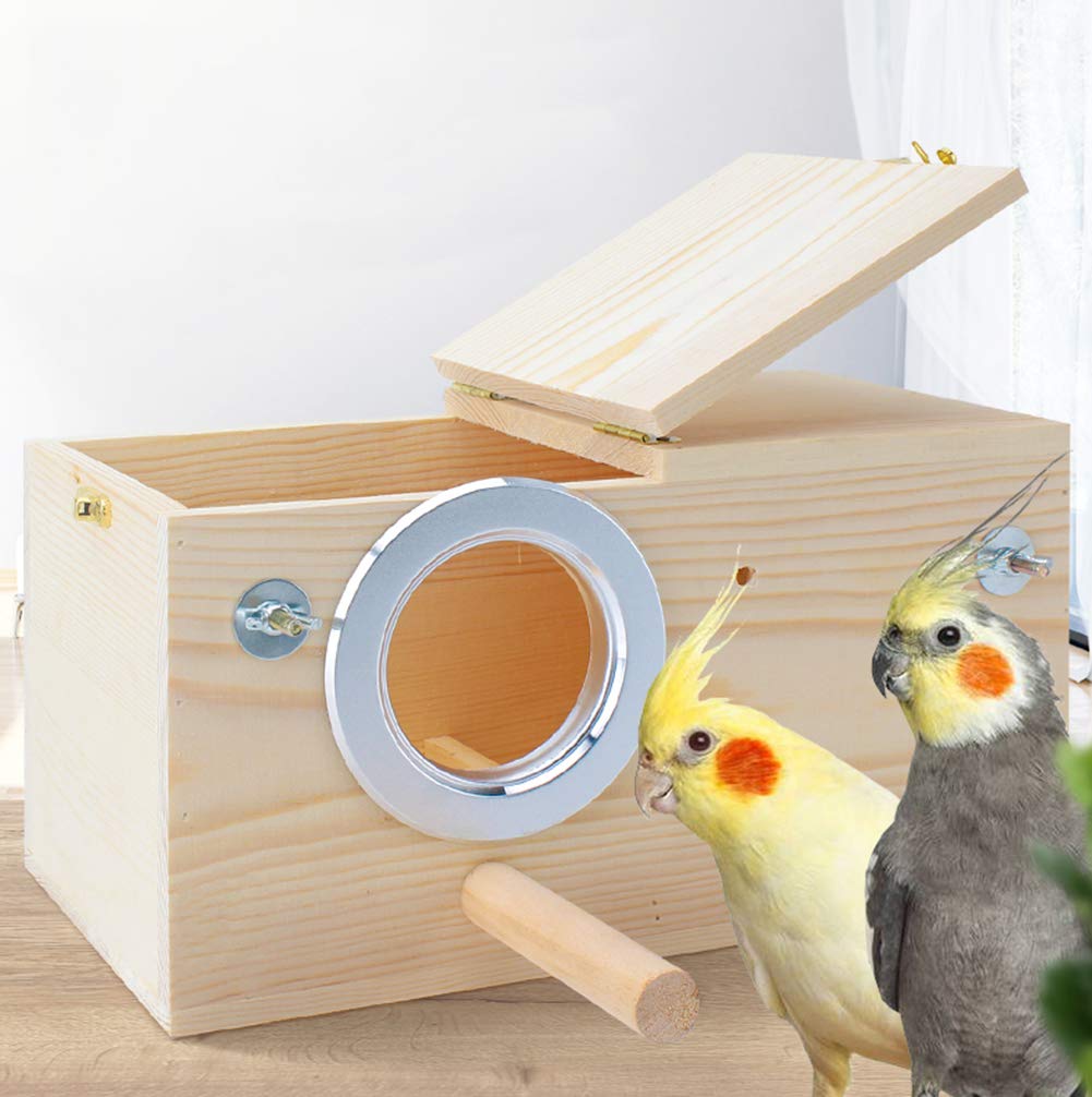 Premium Pine Wood Parakeet Nest Box - XL Size Bird House for Budgies, Lovebirds, Cockatiels & Parrotlets | Safe Breeding & Mating Shelter | Perfect for Aviaries, Bird Cages & Outdoor Use