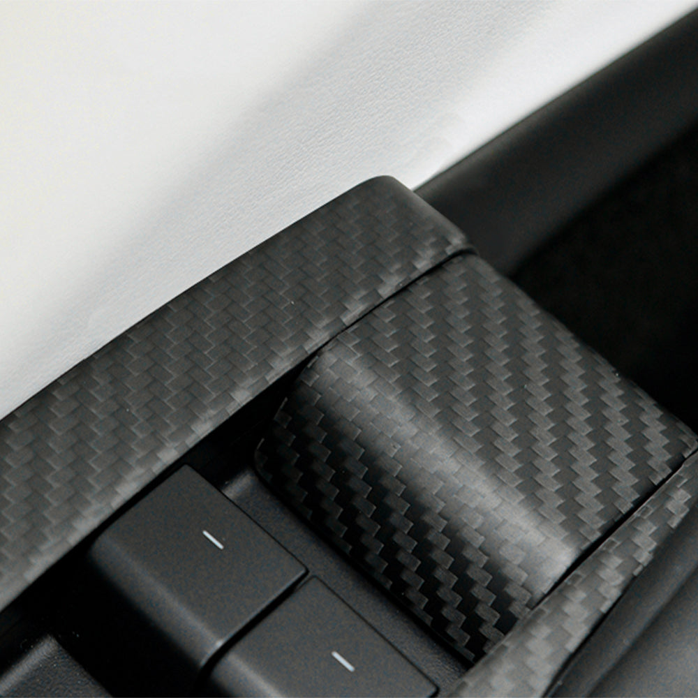 Premium Real Carbon Fiber Window Switch Trim Cover for Tesla Model 3 & Y | 2024+ Model 3 Highland (RHD/LHD Compatible) | Interior Upgrade & Luxury Car Accessory | Perfect for Car Enthusiasts & Tesla Owners
