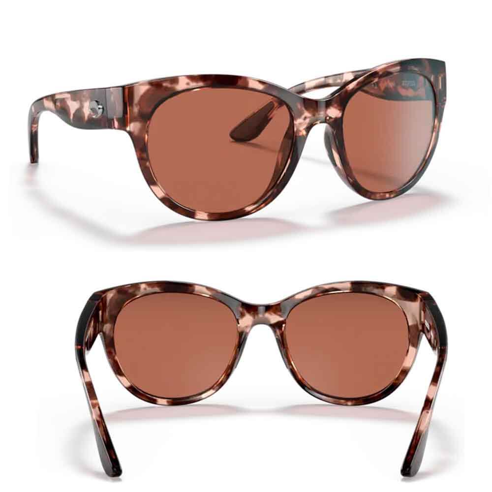 Costa Maya Shiny Coral Tortoise Frame Sunglasses - UV Protection Polarized Lenses for Beach, Vacation & Outdoor Activities