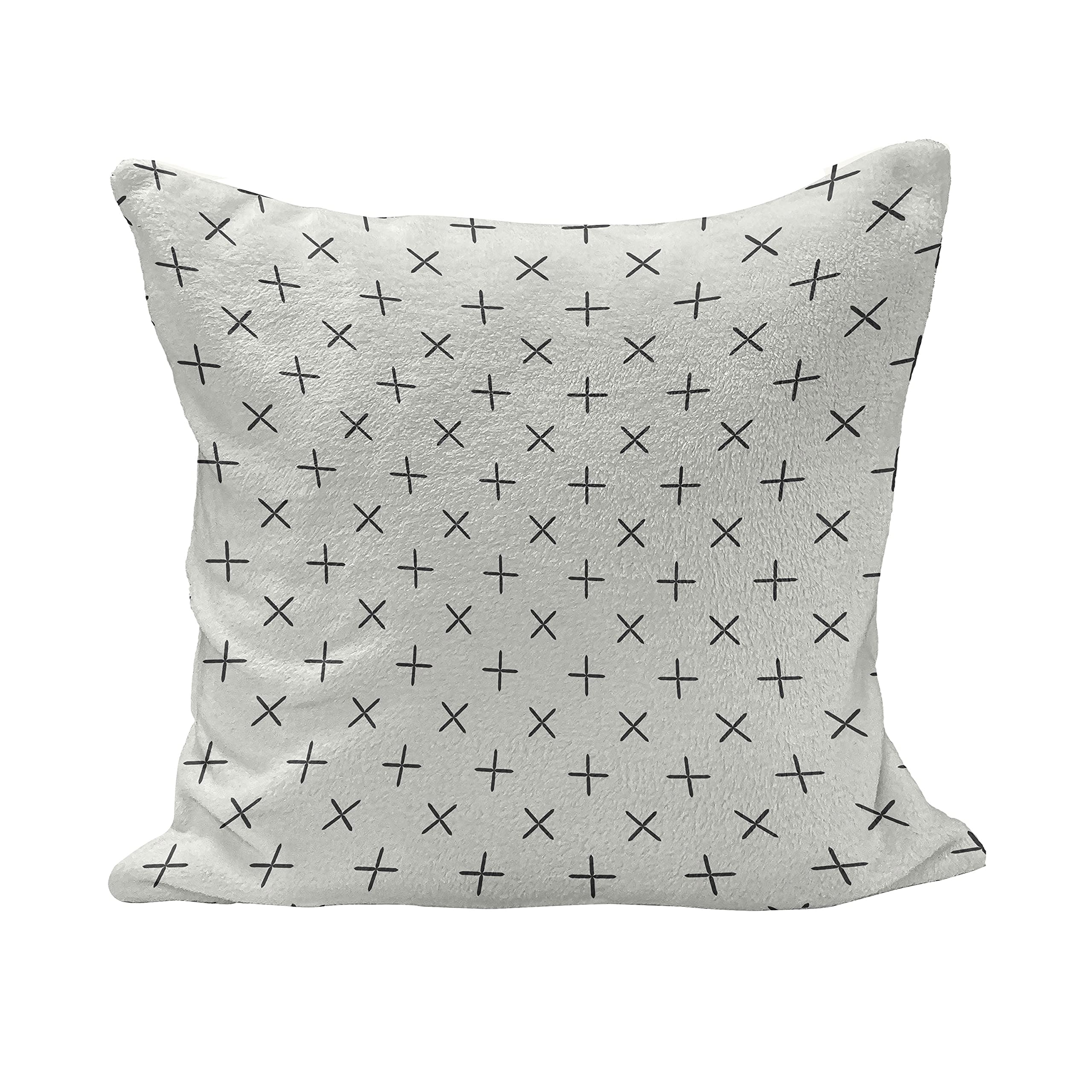 Ambesonne Geometric Fluffy Throw Pillow Cover 36x36 Inches - Vintage Floral Design on Pale Grey Backdrop, Soft Grey Beige Square Decorative Cushion Case for Living Room, Bedroom, Sofa & Home Decor