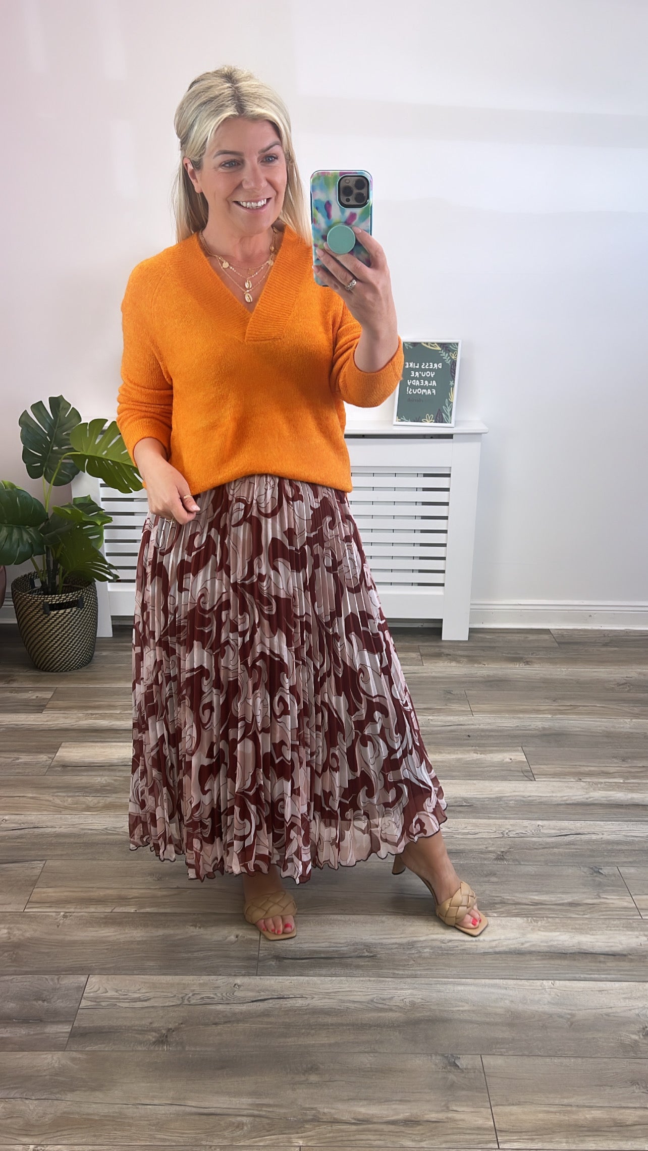 Amara V Neck Jumper Women's Knit Sweater - Soft Orange Pepper Pullover for Fall & Winter | Casual Office Wear & Weekend Outfits