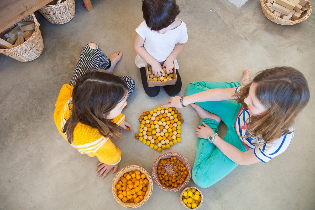 Grapat Wooden Mandala Honeycombs - 36 Piece Set for Kids Sensory Play, Montessori Learning & Creative Home Decor