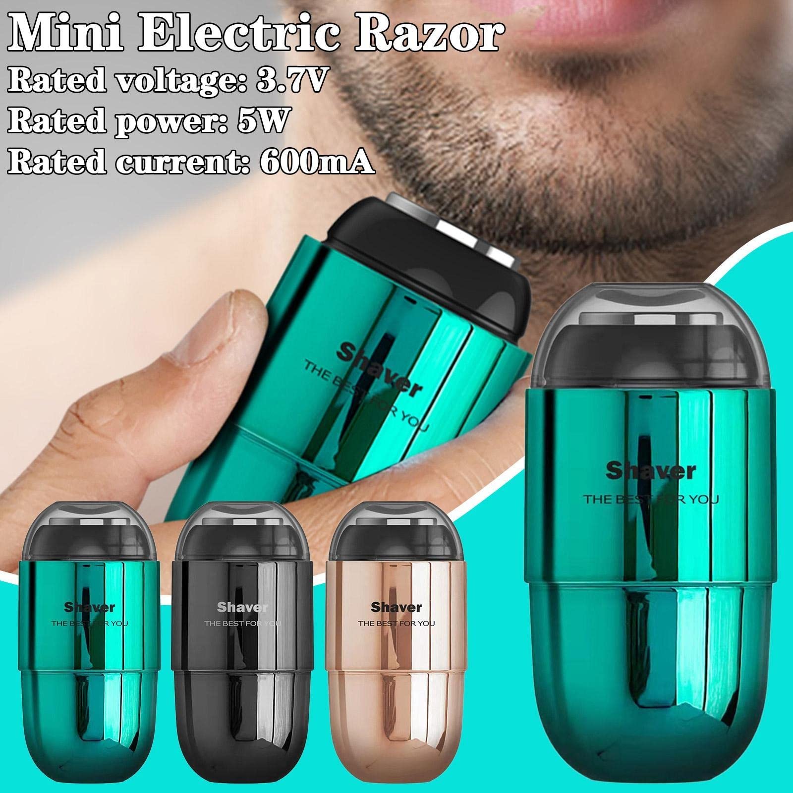Portable Electric Shaver for Men - USB Rechargeable Mini Travel Razor with One-Button Operation - Perfect for Home, Office & On-The-Go Grooming (Green)
