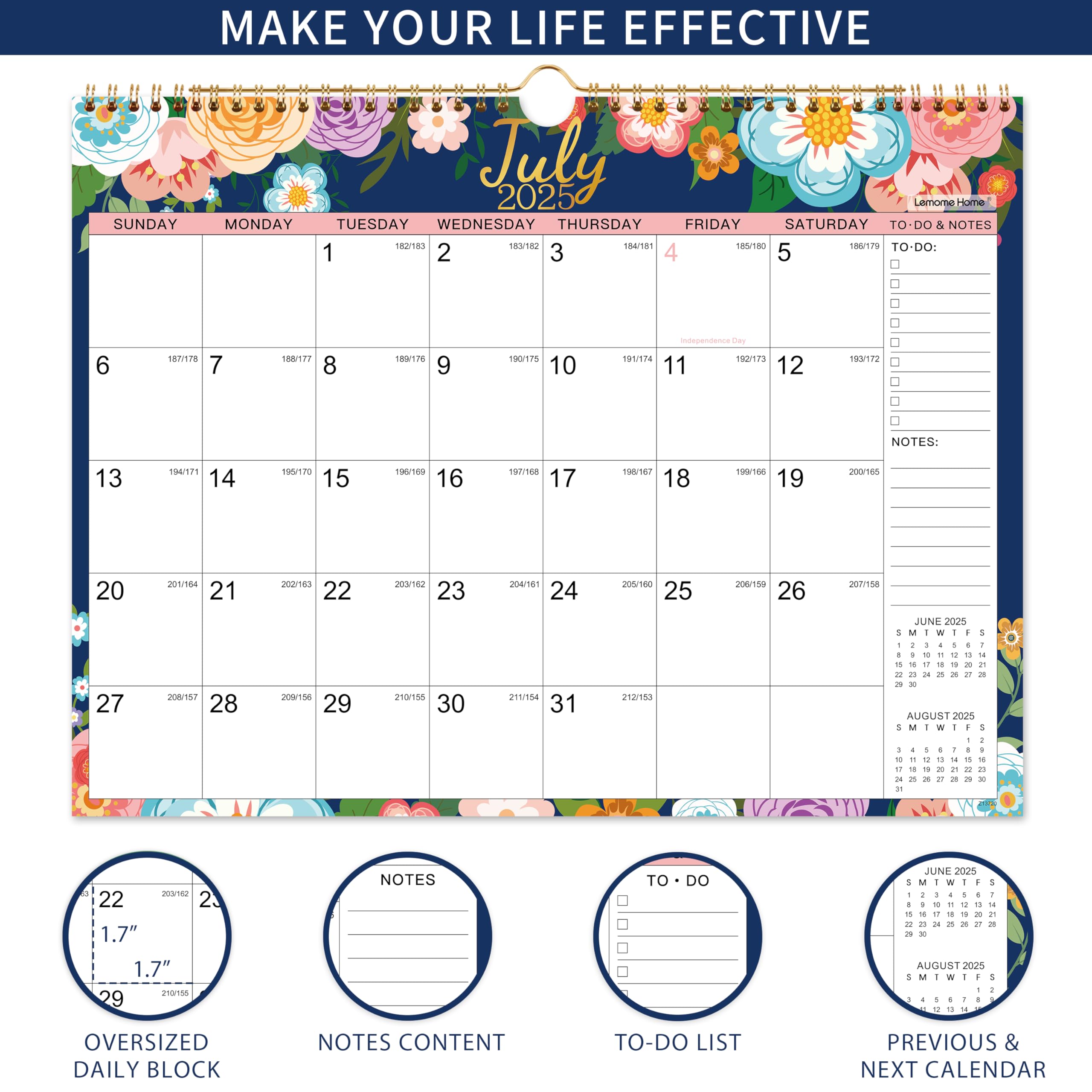 2025-2026 Wall Calendar - 18 Month Planner from July 2025 to December 2026, 15