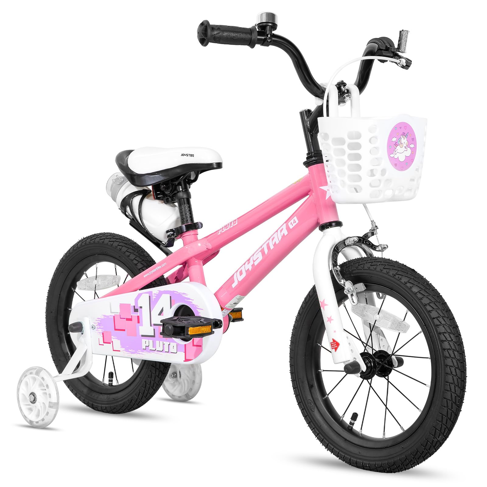 JOYSTAR Pluto 12 14 16 18 20 Inch Kids Bike with LED Training Wheels - Adjustable Children's Bicycle for Boys & Girls Ages 3-12 - Lightweight & Durable for Neighborhood Rides, Park Adventures & Learning to Ride - Multiple Colors Available