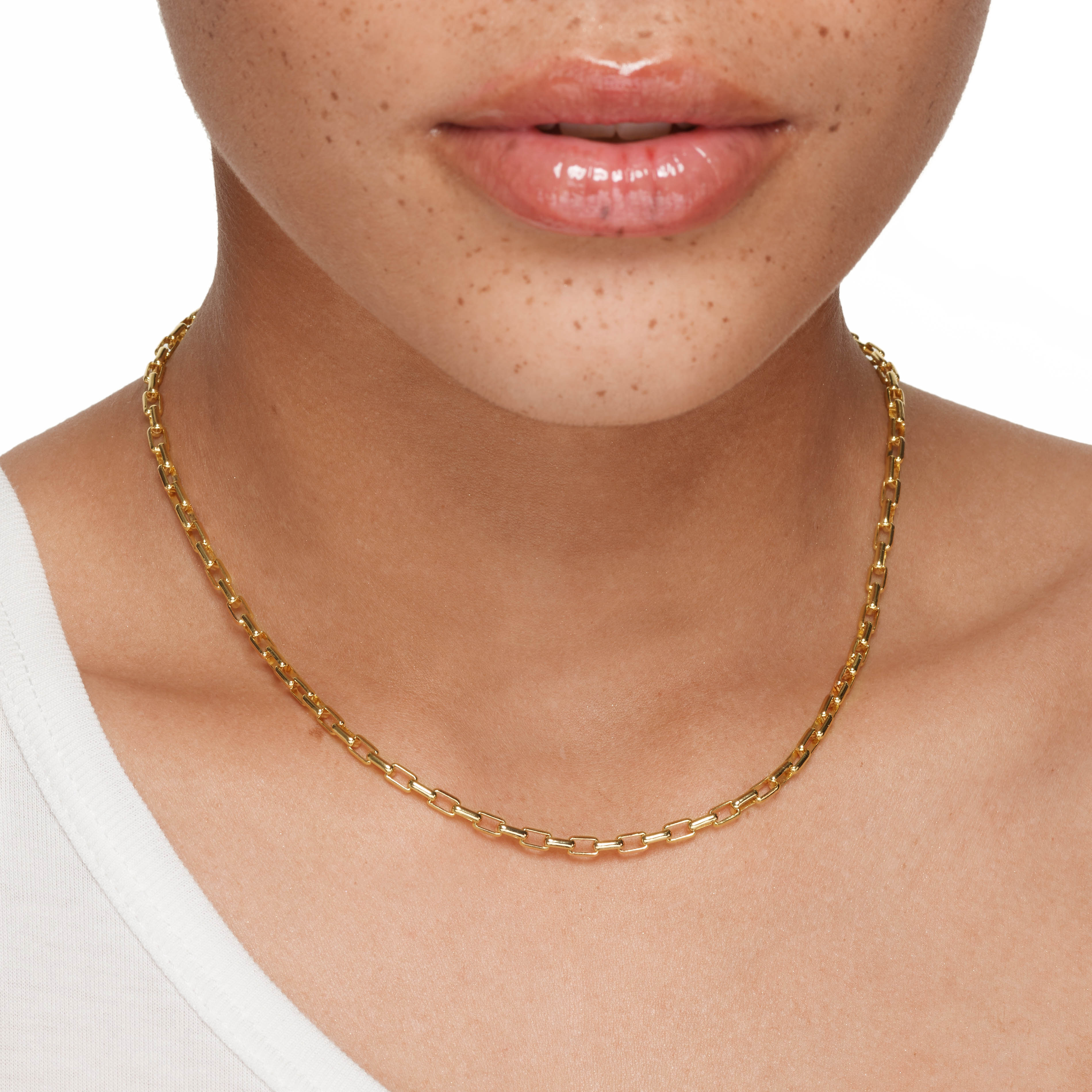 Elegant Gold Box Paperclip Chain Necklace for Women - Trendy Layering Jewelry for Everyday Wear & Special Occasions
