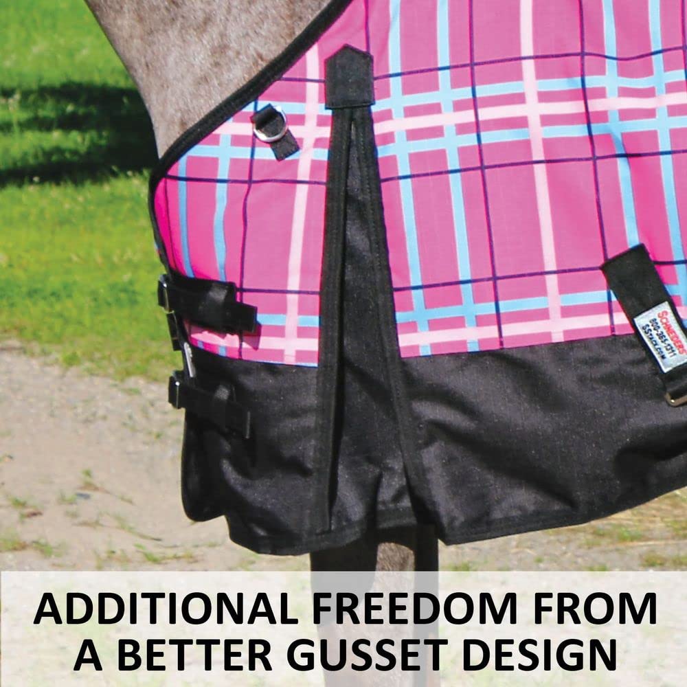 Viking Classic Euro Fit Horse Turnout Blanket - Waterproof Winter Horse Blanket with Surcingle Plaid Design & Large Tail Cover | Heavy Duty Stable Blanket for Cold Weather Riding & Outdoor Horse Protection