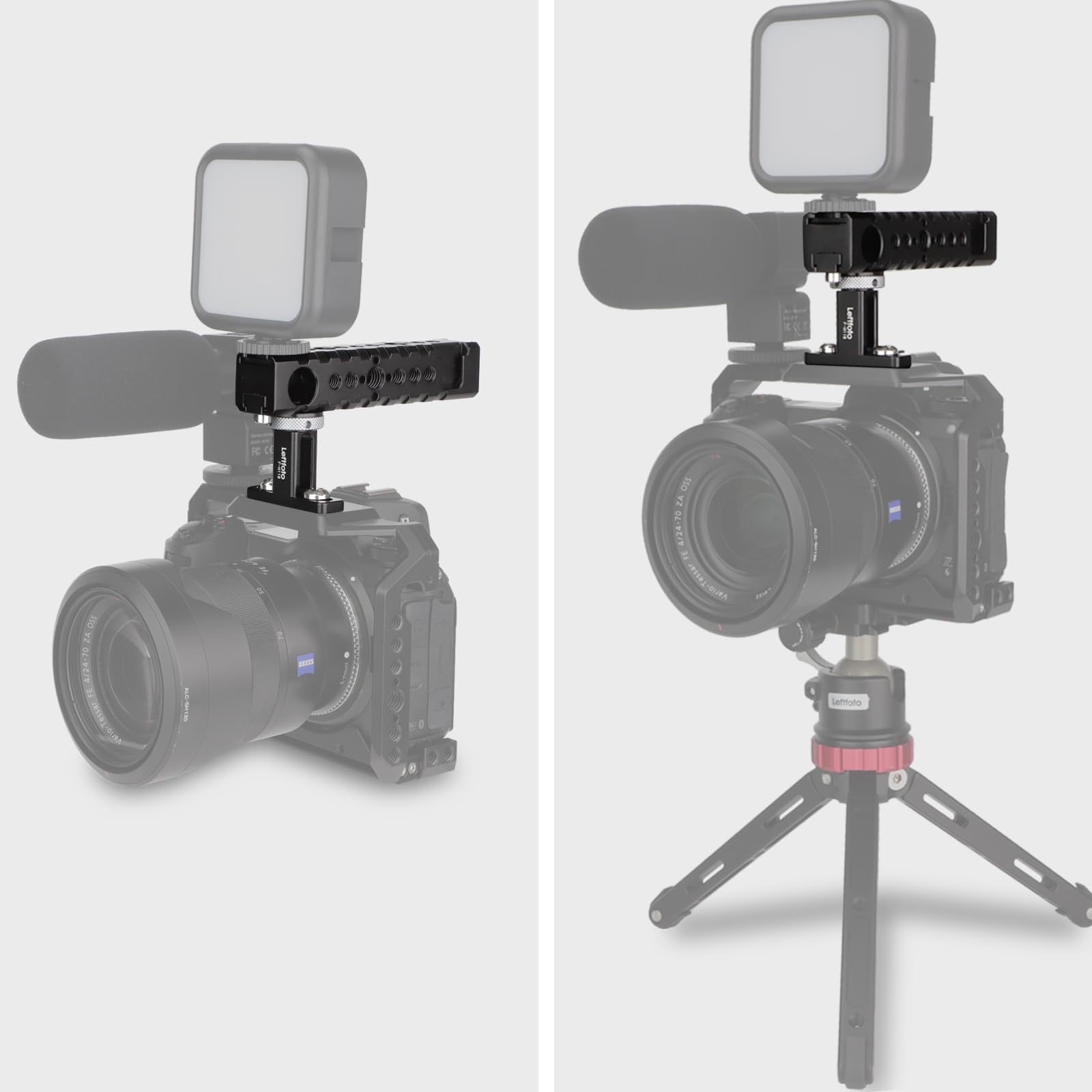 Universal DSLR Camera Top Handle & Side Handle Grip - Compatible with DSLR Cameras, Video Camcorders, Film Rigs - Includes Shoe Mount for LED Lights & Microphones - Perfect for Videography, Filmmaking, and Professional Video Production