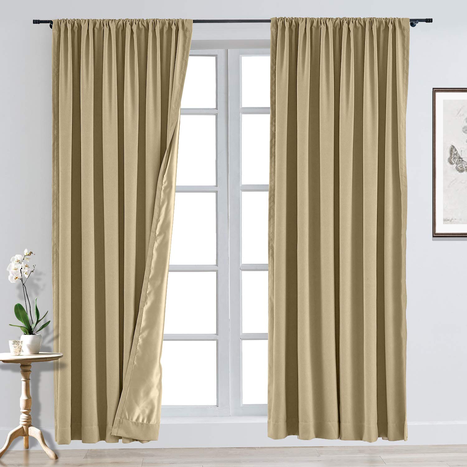 Blackout Curtains for Bedroom & Living Room - Thermal Insulated, Noise Reducing, Soft Fabric Window Drapes (1 Panel, 72x72 Inches) - Perfect for Home Theater, Nursery & Light Sleepers