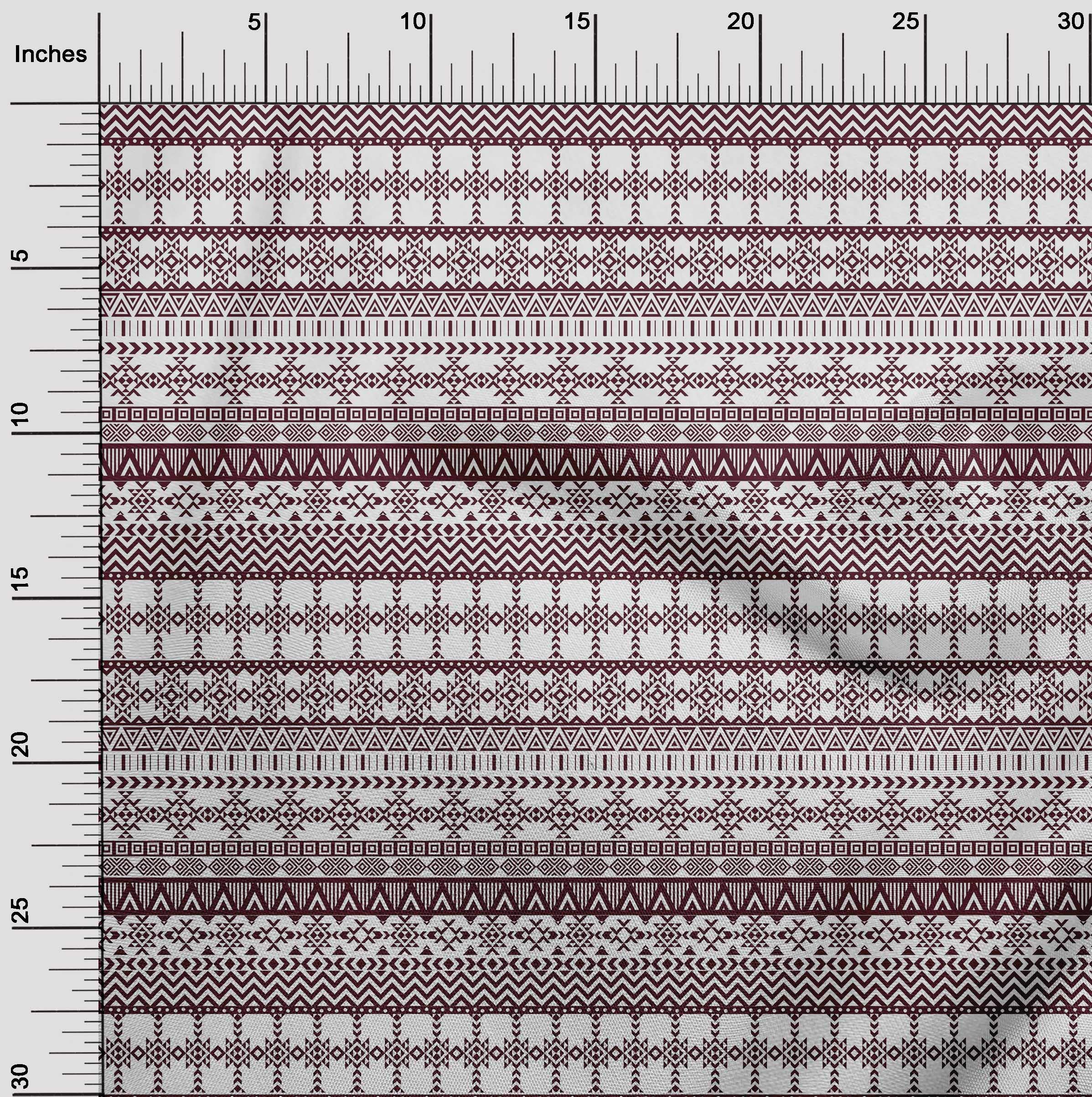 oneOone Cotton Poplin Maroon Aztec Tribal Print Fabric - 42 Inch Wide by The Yard for DIY Clothing, Quilting & Home Decor Sewing Projects | Perfect for Dresses, Shirts & Craft Supplies