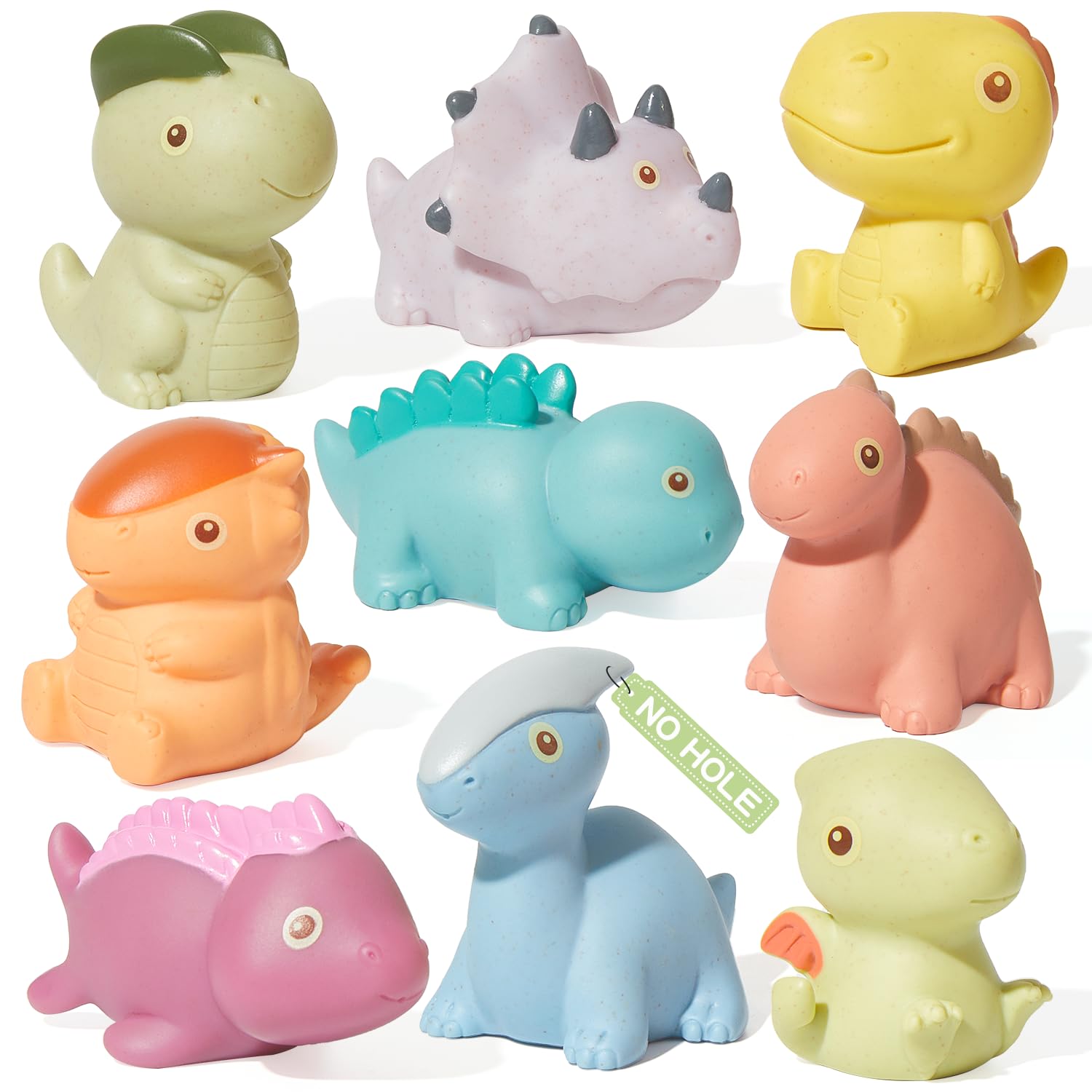 Non-Toxic Dinosaur Bath Toys 9 Pack - Safe Floating Pool Toys for Babies 6-12 Months & Toddlers 1-3 Years | Mold-Free, No Holes Design | Perfect Birthday Gift for Boys & Girls | Fun Bathtime & Pool Playtime