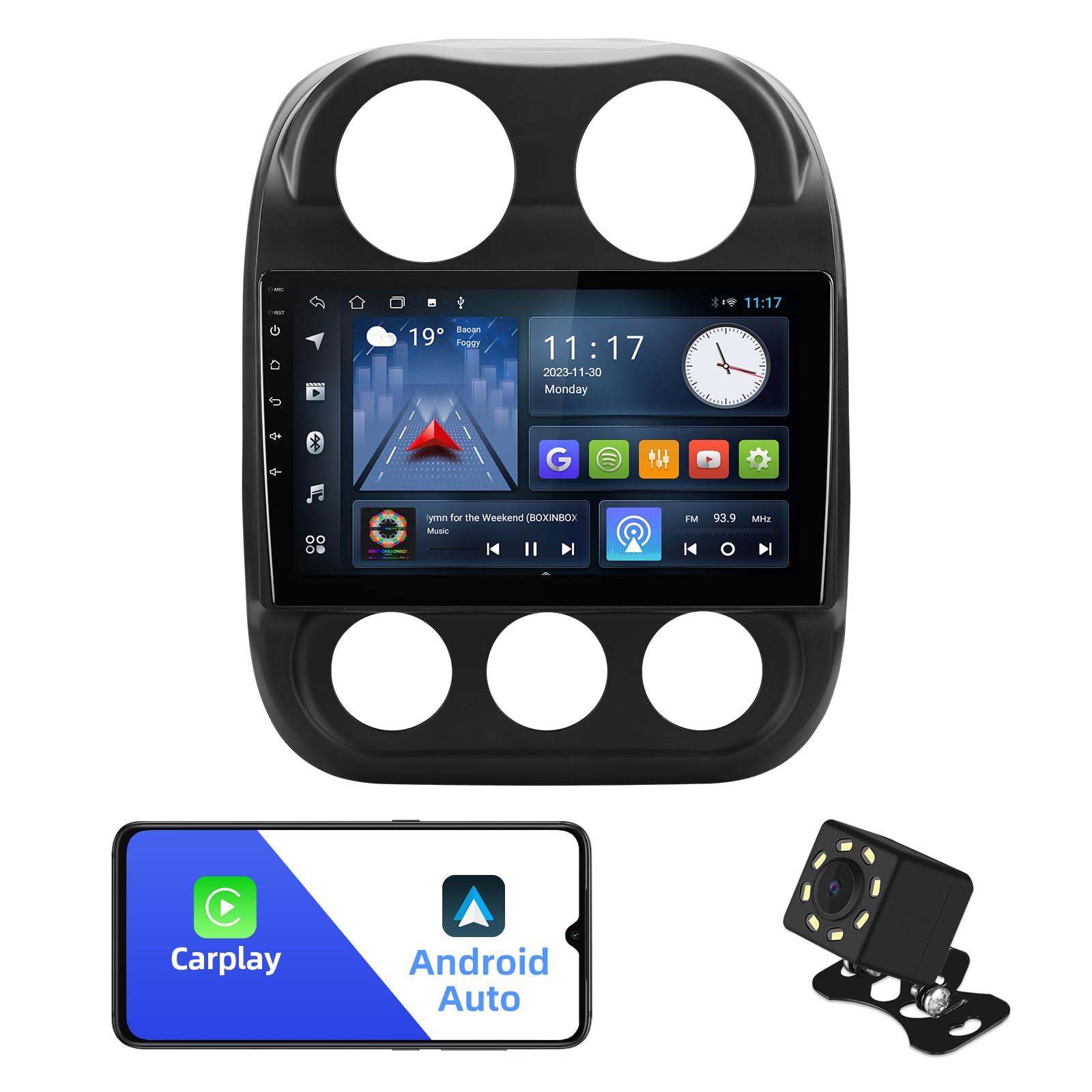 2+32GB Android 10 Double Din Car Stereo for 2010-2016 Jeep Compass & Patriot | 9