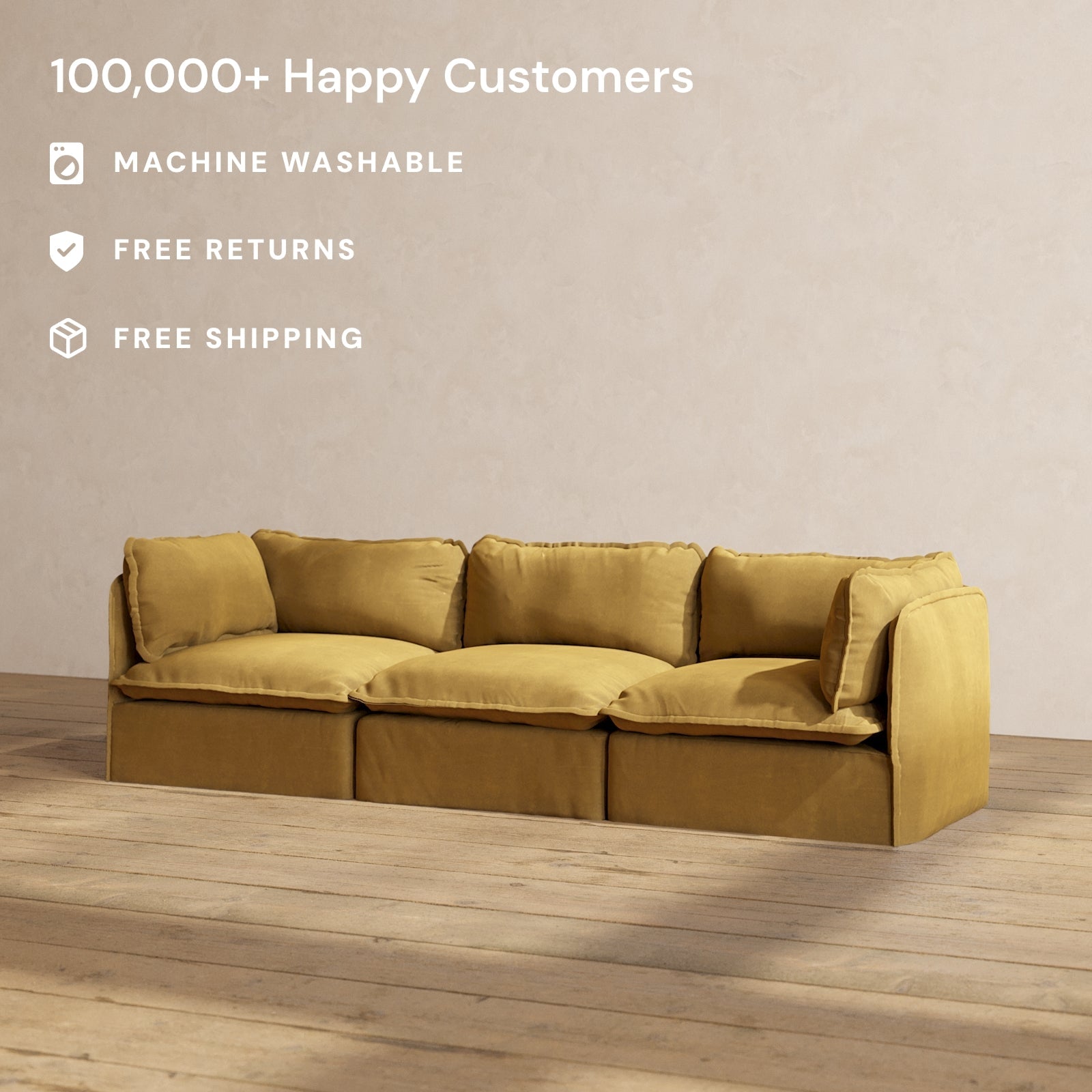 Premium Modular Performance 3-Seater Sofa in Toffee Brown | Luxe Blend Fabric | Perfect for Living Rooms, Home Theaters & Office Lounges
