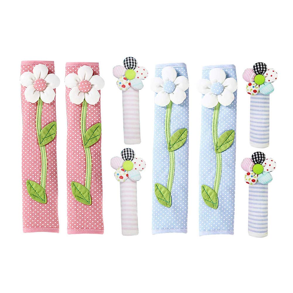 8-Piece Floral Refrigerator Handle Covers Set - Anti-Slip Kitchen Appliance Protectors for Microwave, Dishwasher, Freezer & Oven - Soft Fabric Grip Covers for Safe & Stylish Home Decor (Perfect for Farmhouse & Vintage Kitchen Themes)