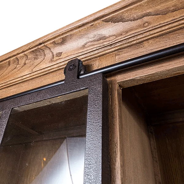 Rustic Barn Sliding Door Double Cabinet - Farmhouse Style Kitchen Storage for Pantry & Laundry Room Organization