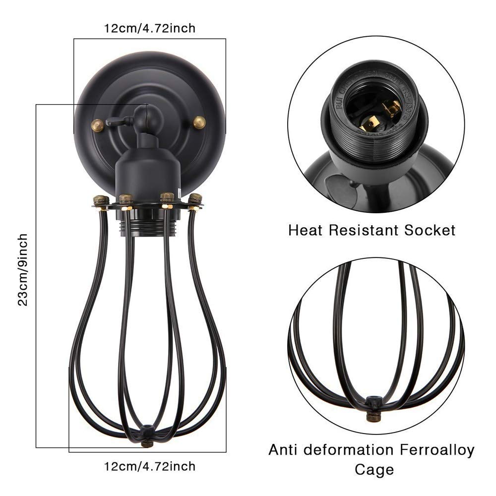 3 Pcs Adjustable Wall Ceiling Light - Industrial Iron Wrought Wall Lamp Fixture with Simple Lampshade for Living Room, Bedroom, and Office Lighting Decor