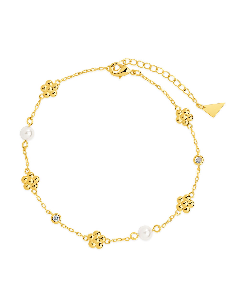June Pearl & Flower Charm Anklet - Elegant Summer Ankle Bracelet for Women, Boho Beach Jewelry, Perfect for Vacation, Wedding, and Festival Accessories