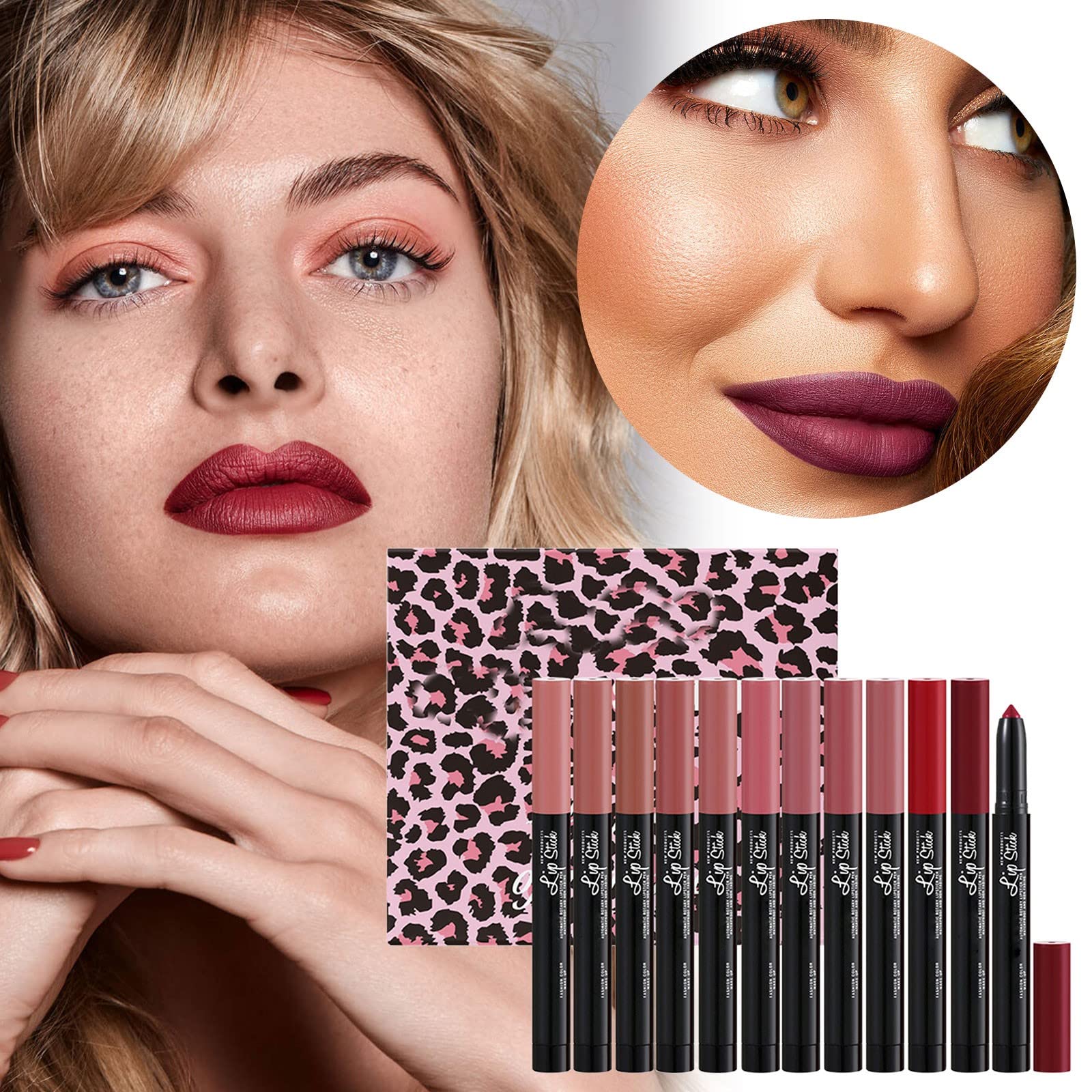 12 Colors Luxury Velvet Lip Gloss Set - Automatic Lipstick Pen with Pencil Sharpener & Lip Liner - Perfect for Daily Makeup, Parties and Gift Giving