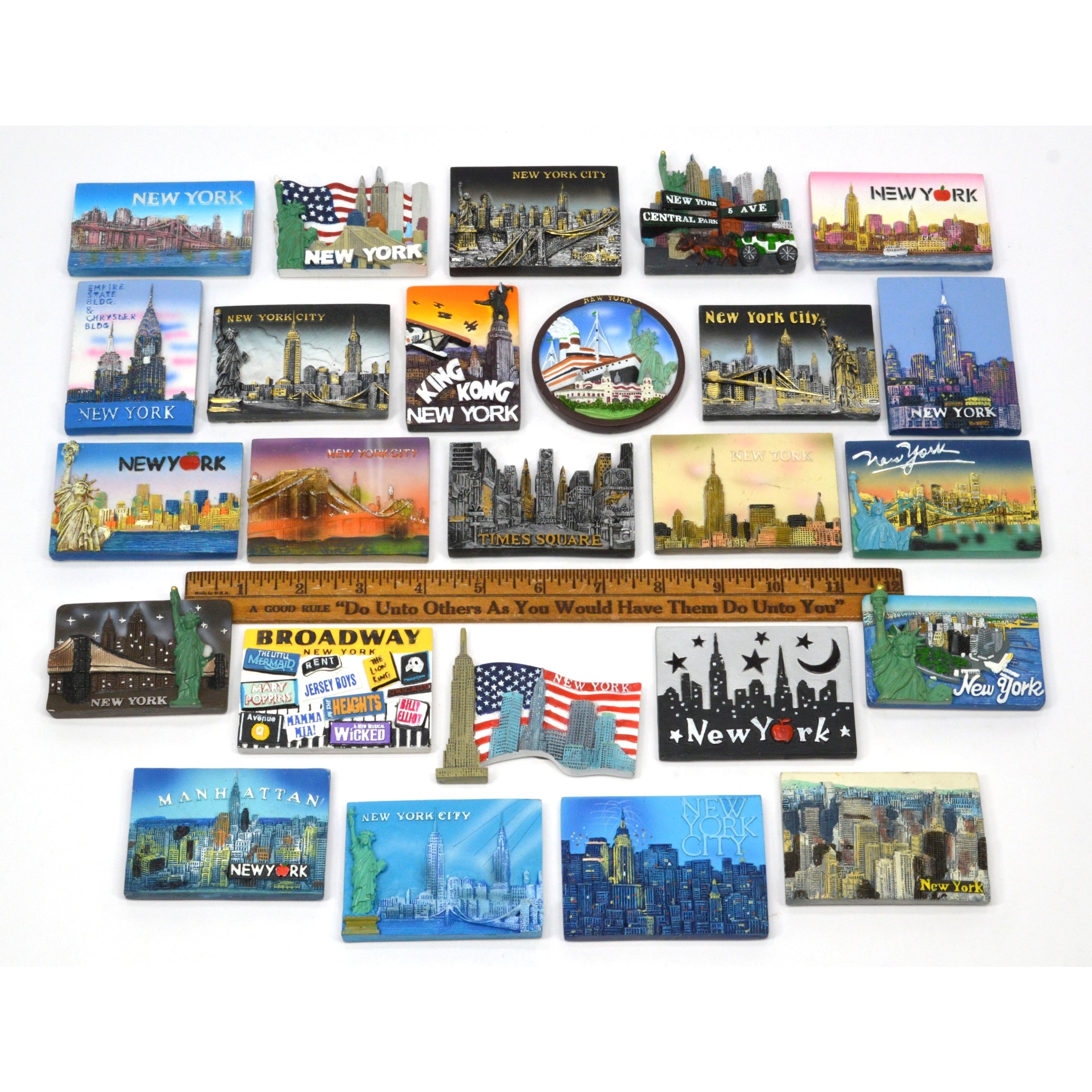 26-Piece New York NYC Resin Fridge Magnets Set - Unique Collectible Refrigerator Magnets for Home, Office & Travel Souvenirs