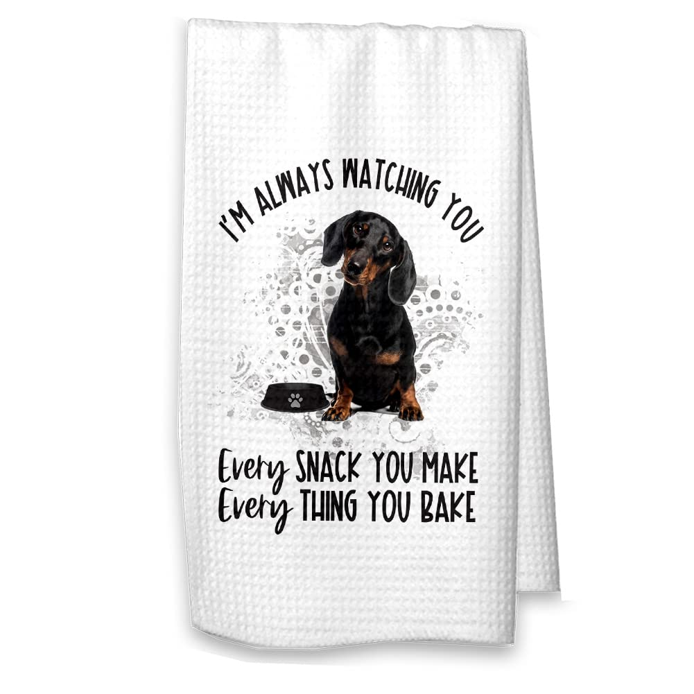 Personalized Dachshund Waffle Kitchen Towel - Cute Dog Lover Gift for Mom & Dad, Housewarming Present, Funny 