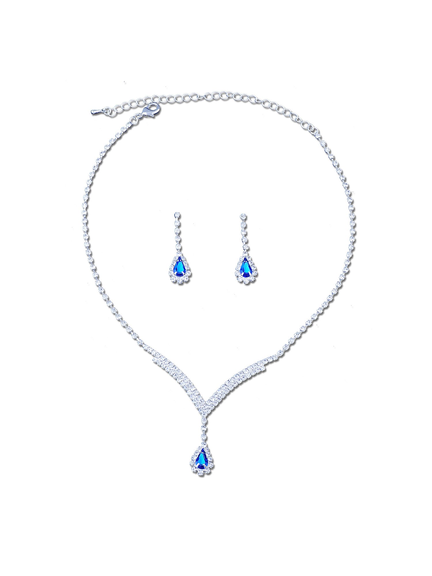 Elegant Silver Crystal Rhinestone Necklace & Drop Earrings Set for Women | Perfect for Weddings, Parties & Special Occasions