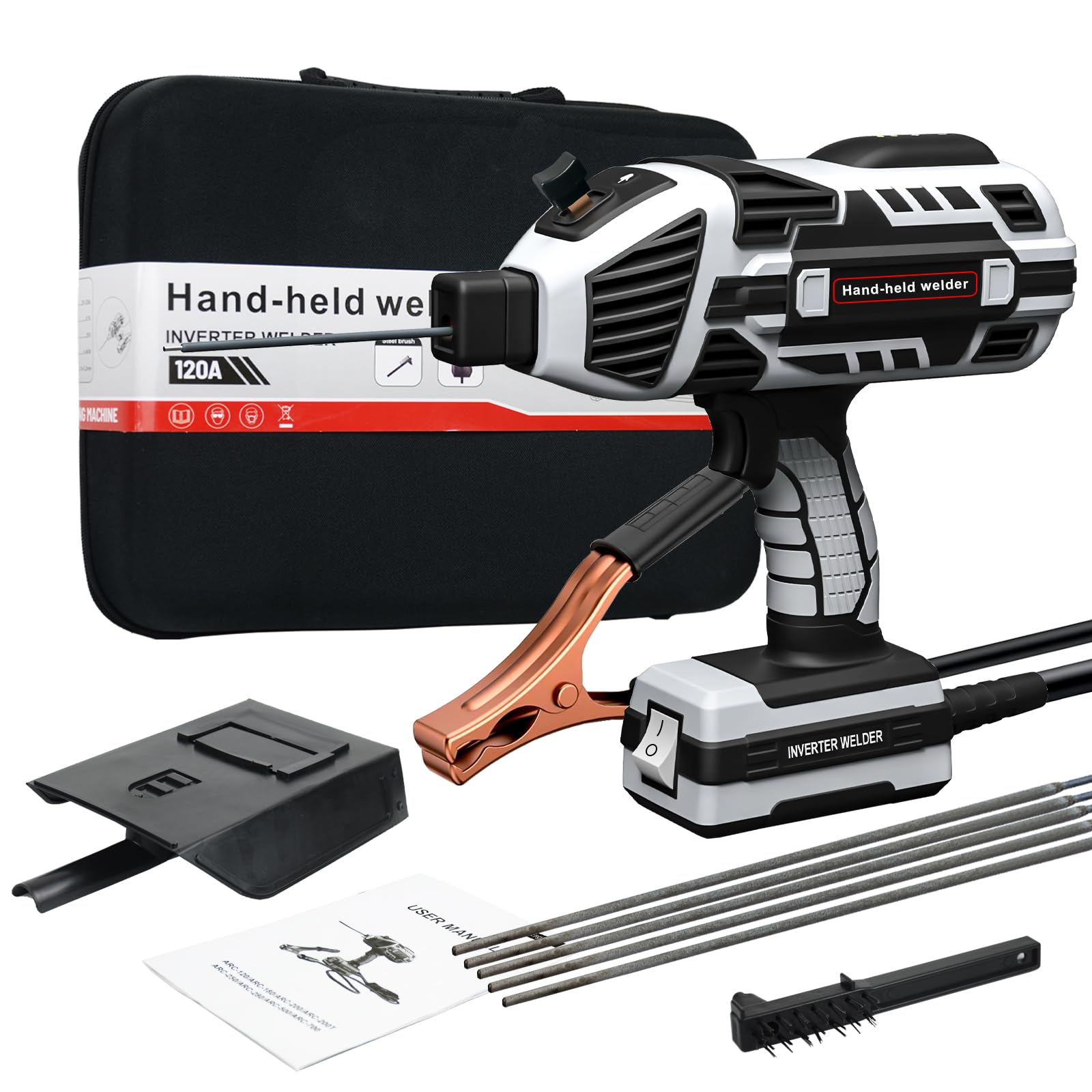 Portable 110V ARC Welder Machine - IGBT Inverter Stick Welding Gun with 6 Variable Current Settings, Handheld Welder for 1/16